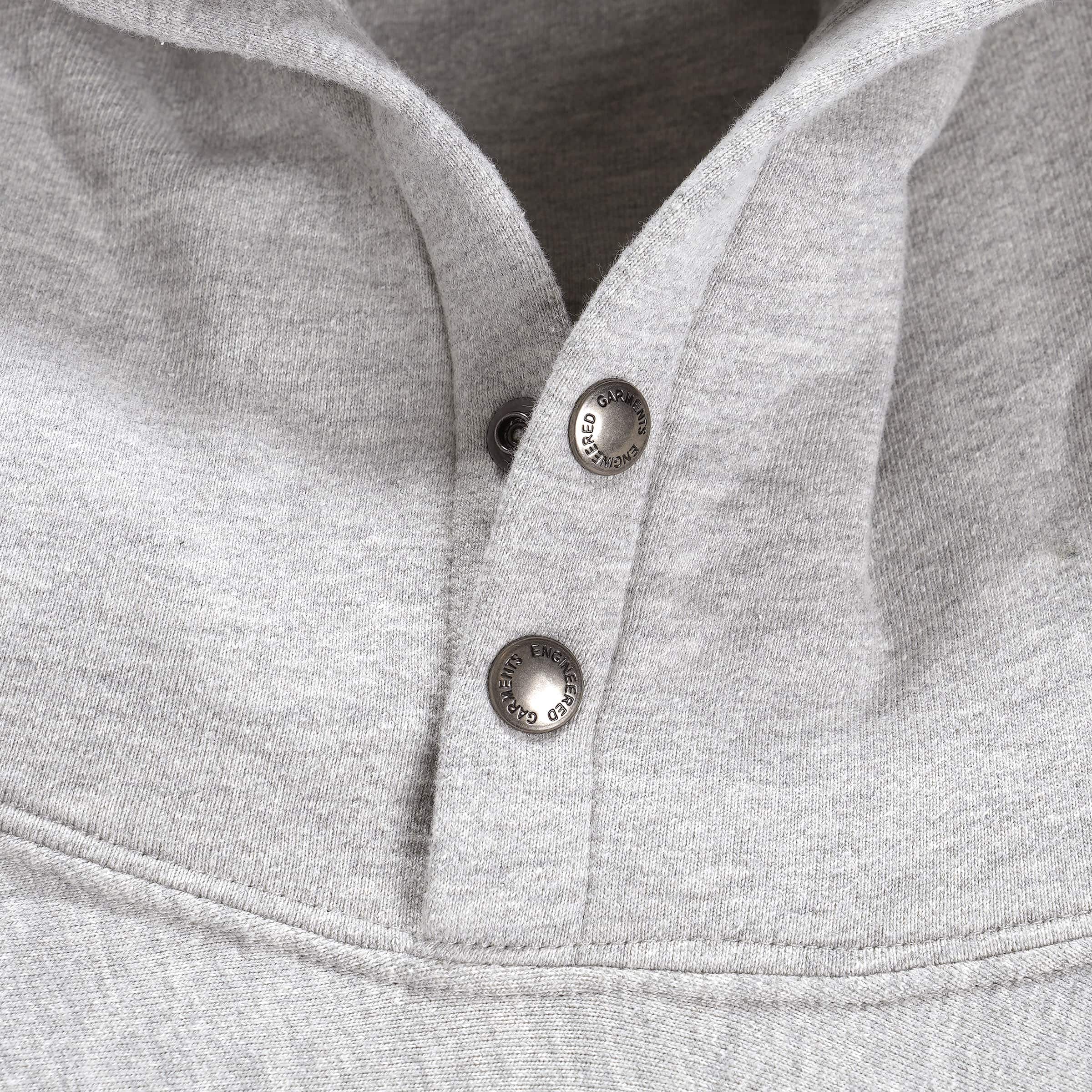 Engineered Garments Raglan Hoodie Heather Grey CP Heavy Fleece Hood Snaps