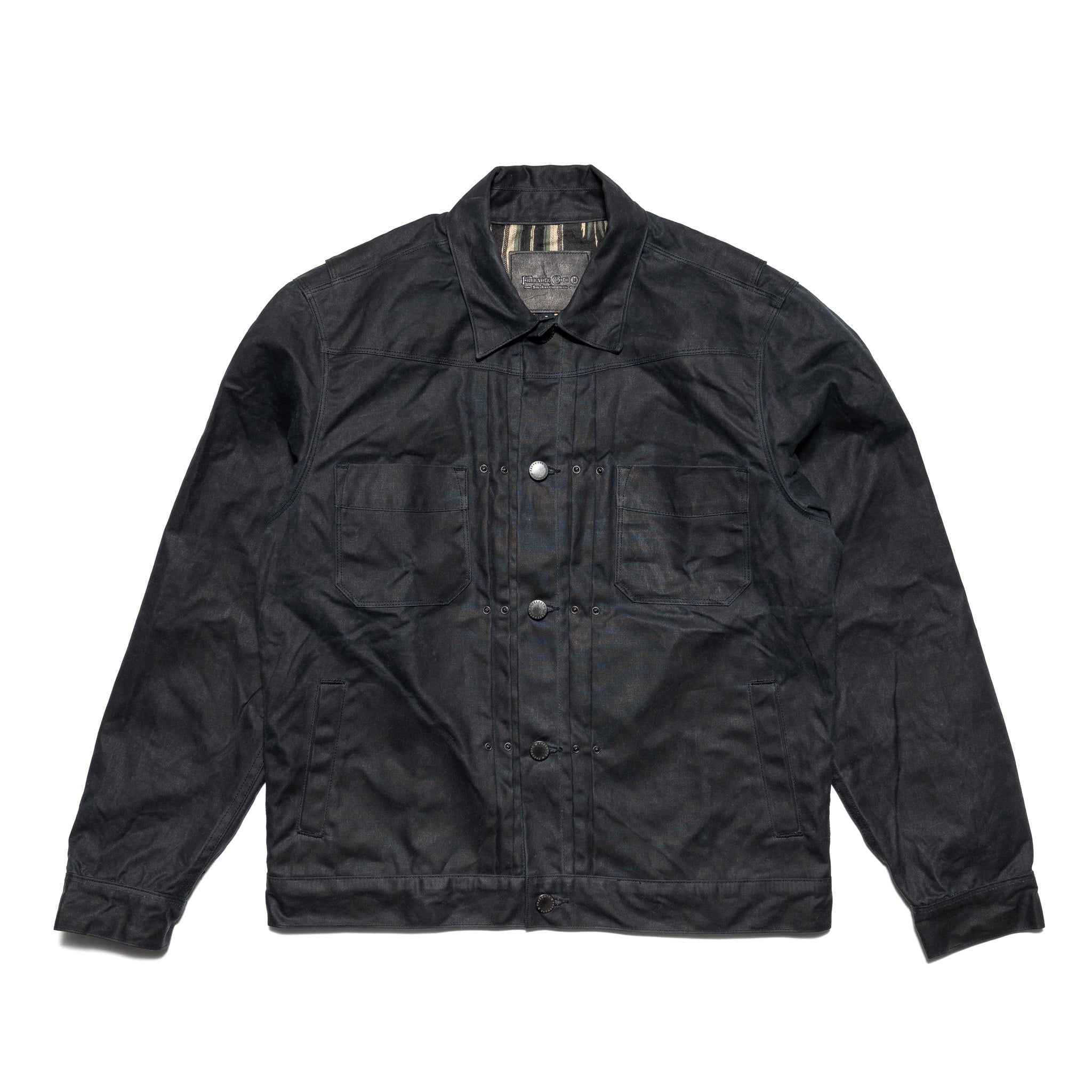 RJ-1 Riders Jacket Waxed Canvas - Black (Olive Lining)