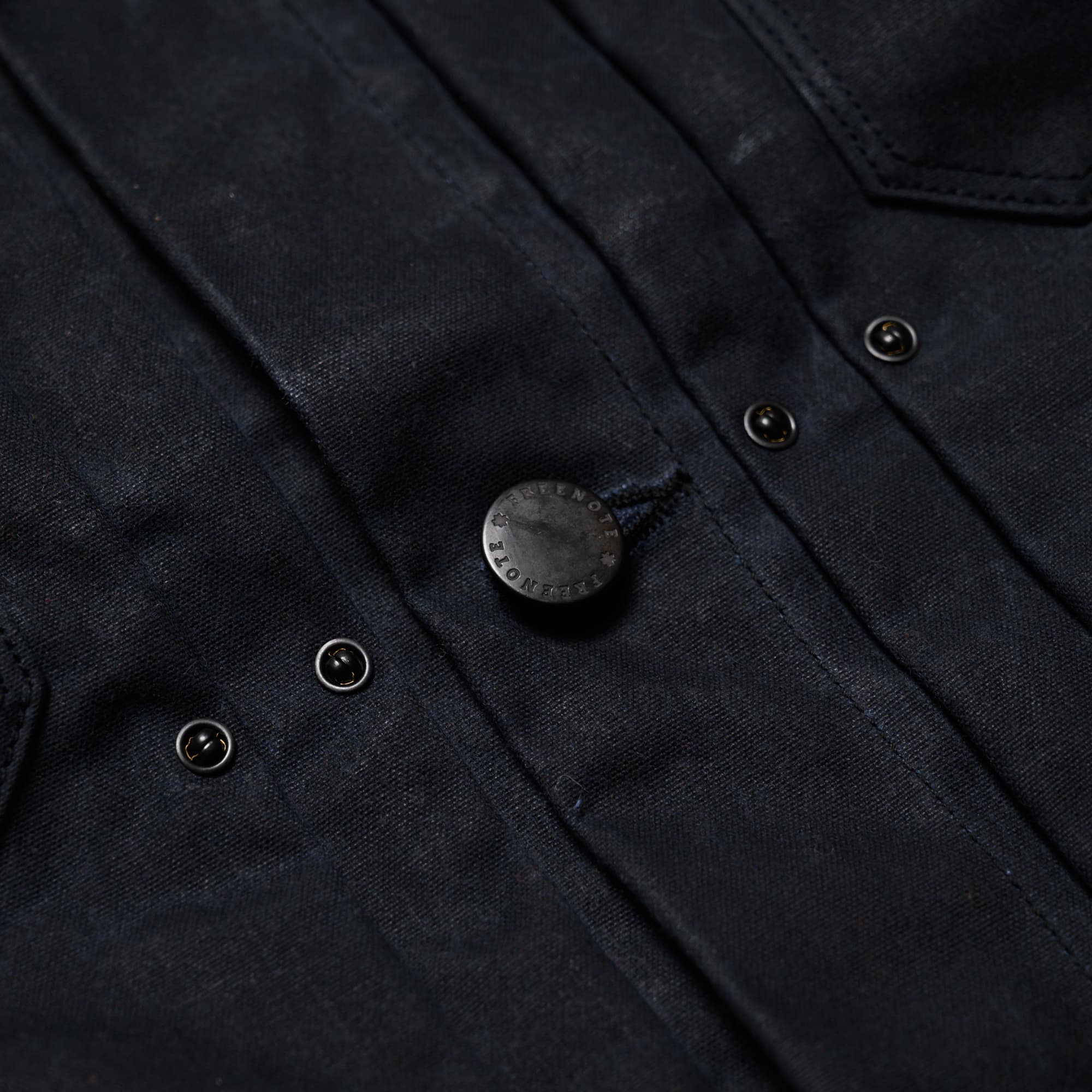 Freenote Cloth RJ-1 Riders Jacket Waxed Canvas Black (Red Interior) - Hardware