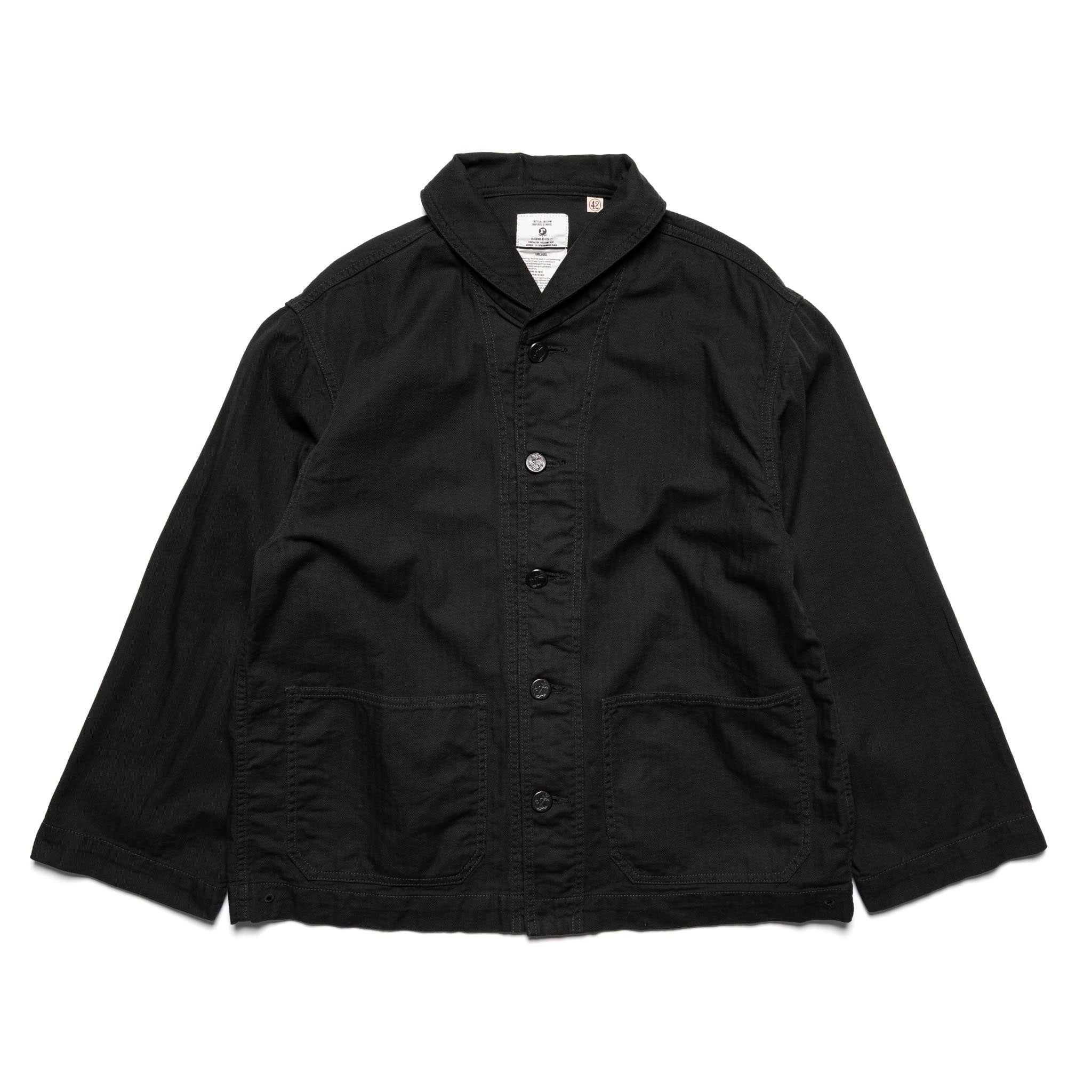 40‘s USN shawl collar coverall Fullcount 2052-2 USN Shawl Collar Herringbone Coverall Black