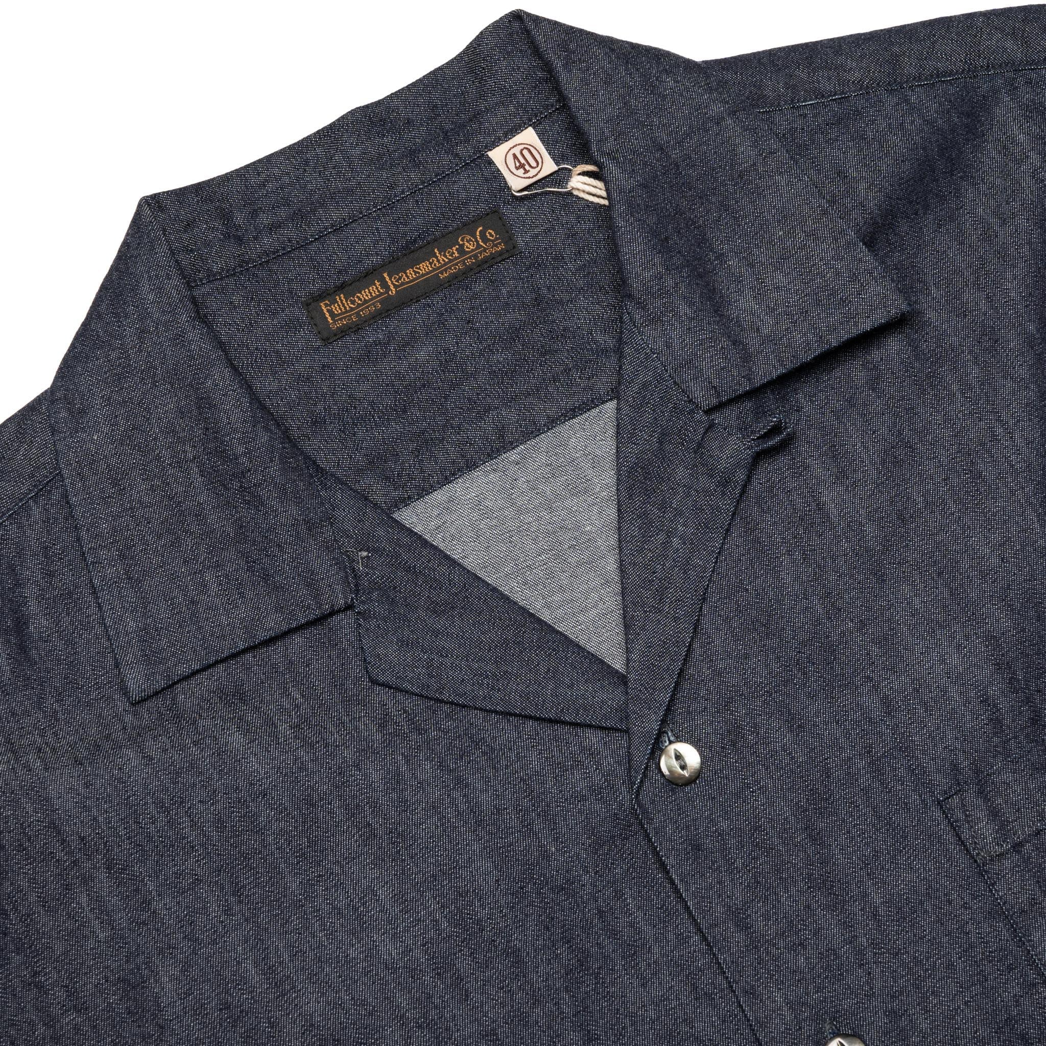 4100-2 Denim Open Collar S/S Shirt - Indigo