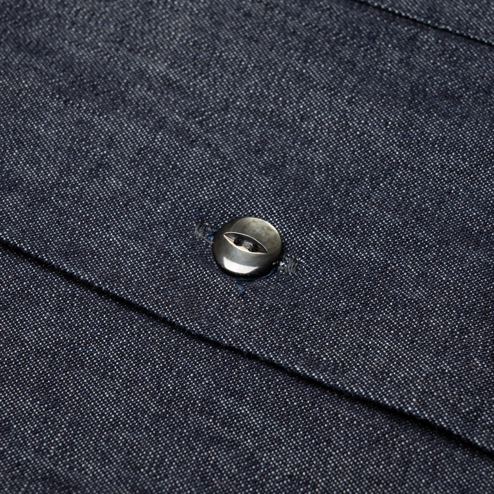 4100-2 Denim Open Collar S/S Shirt - Indigo