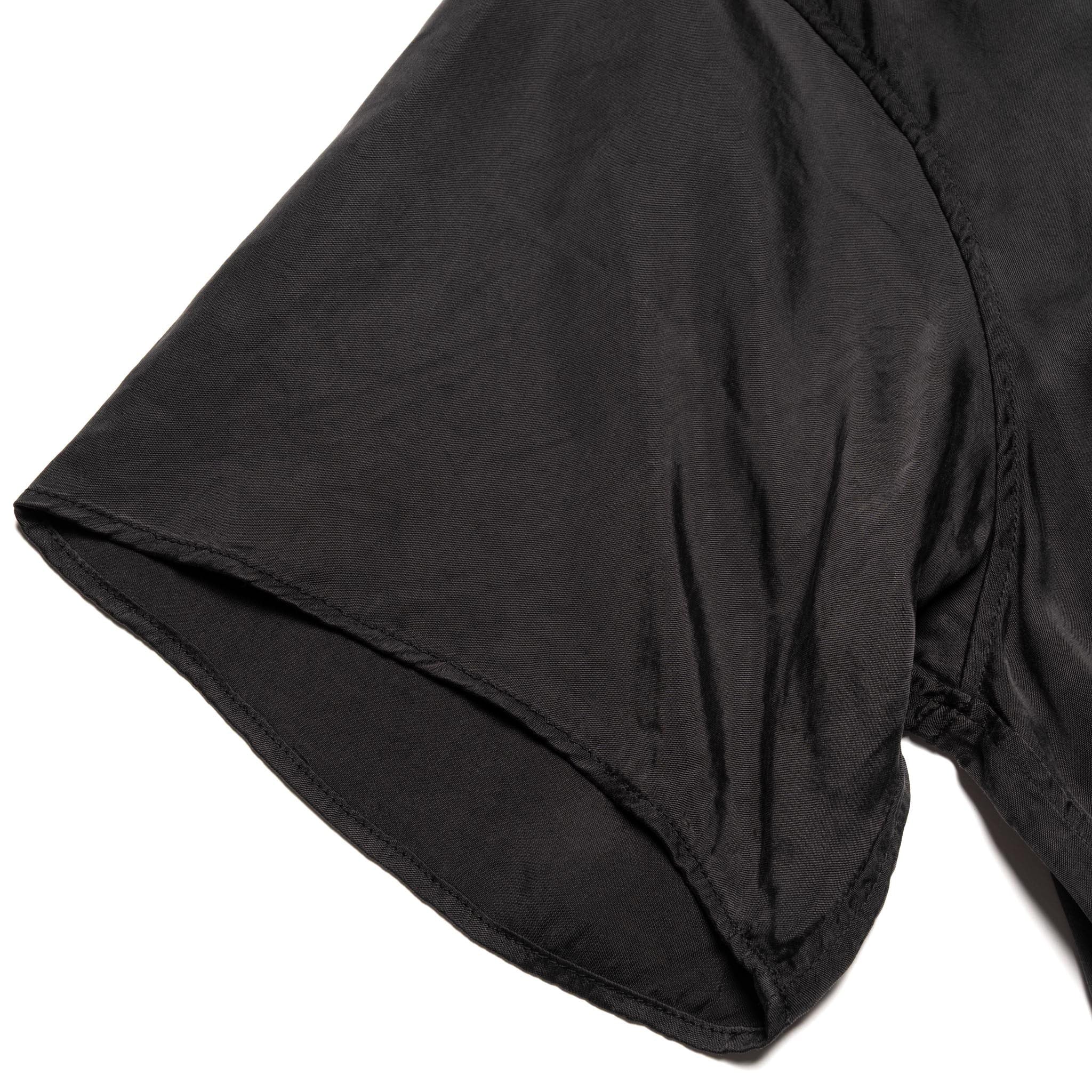 4100-3 Fibril Cupro Open Collar S/S Shirt - Black