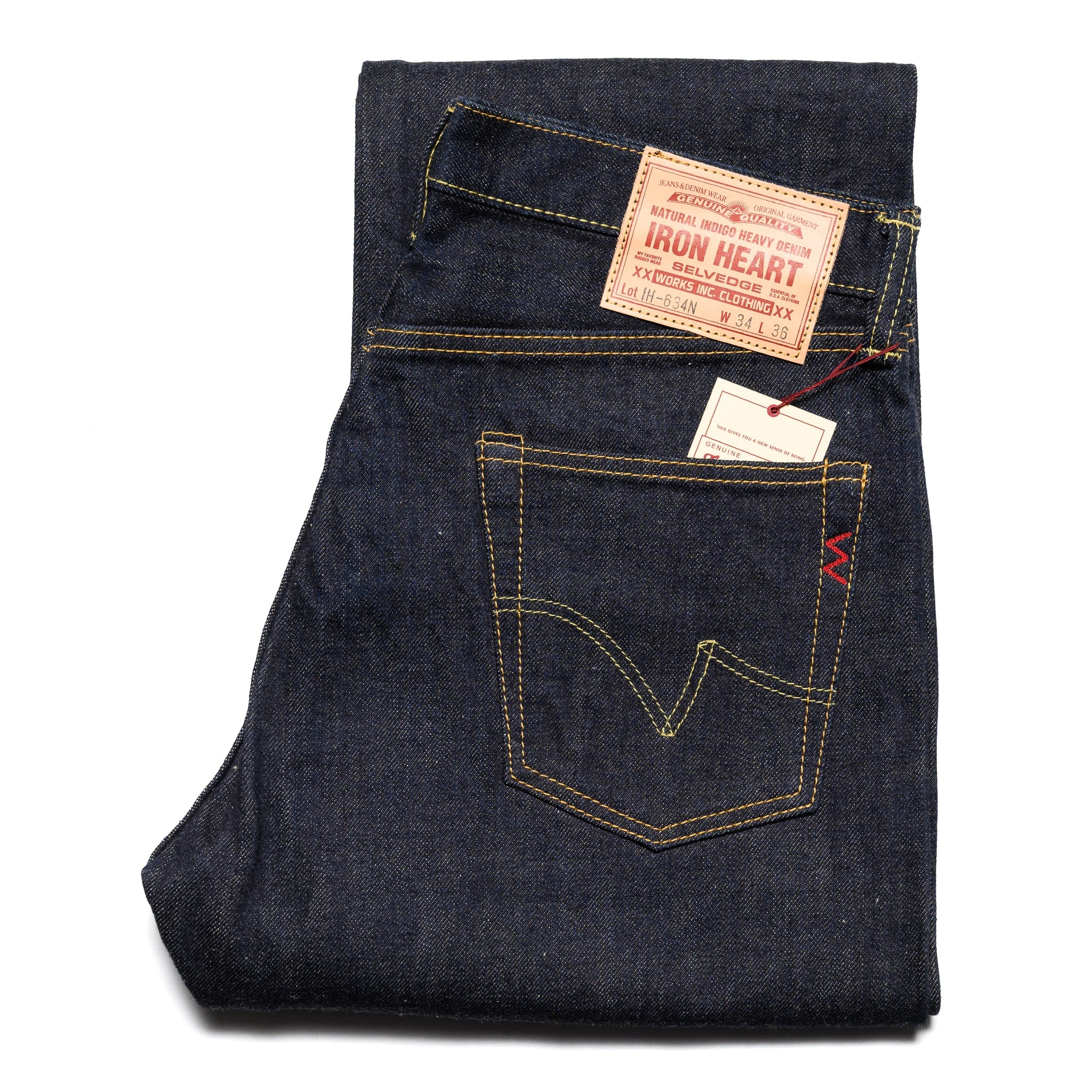 IH-634N 17oz Selvedge Denim Straight Cut Jeans - Natural Indigo
