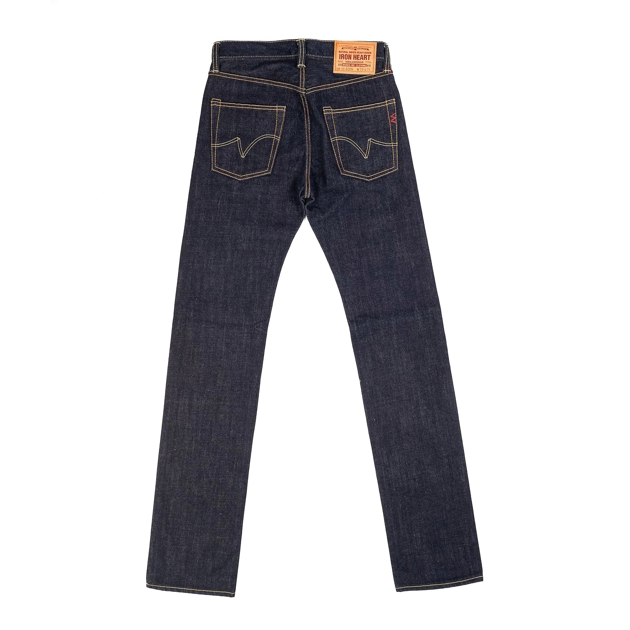 Iron Heart IH-666N 17oz Selvedge Denim Slim Straight Cut Jeans Natural Indigo Rear