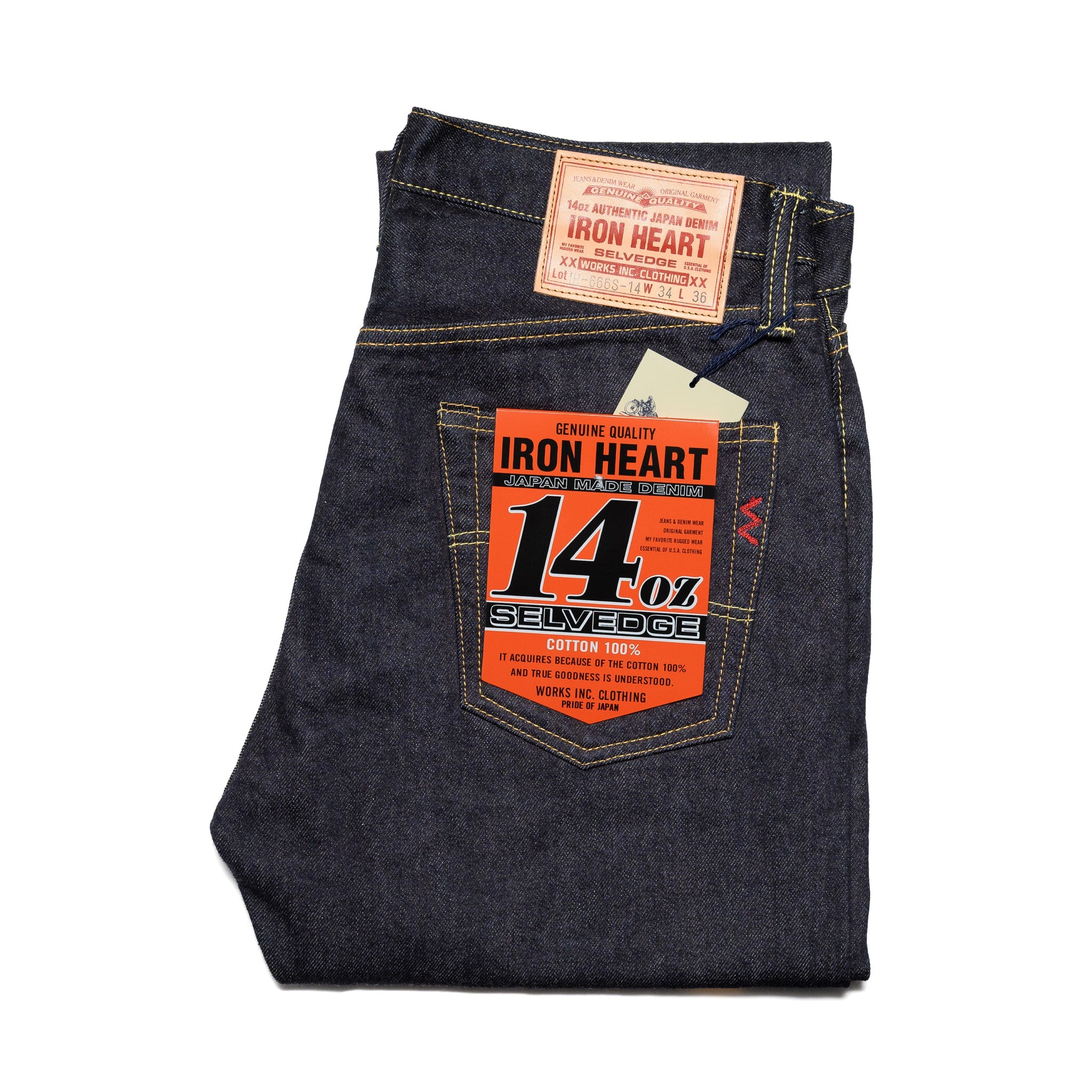 IH-666S-142 14oz Selvedge Denim Slim Straight Cut Jeans - Indigo