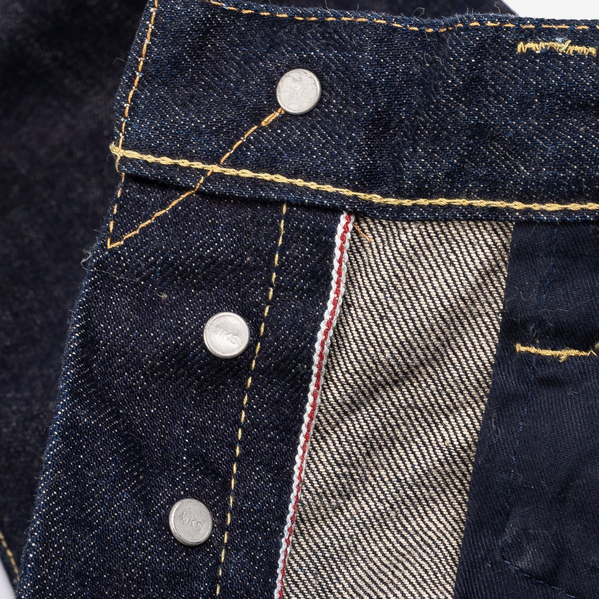 Iron Heart IH-666N 17oz Selvedge Denim Slim Straight Cut Jeans Natural Indigo Selvedge Fly Detail