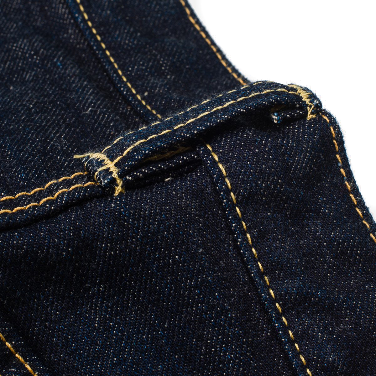 Iron Heart IH-666N 17oz Selvedge Denim Slim Straight Cut Jeans Natural Indigo Belt Loop Detail