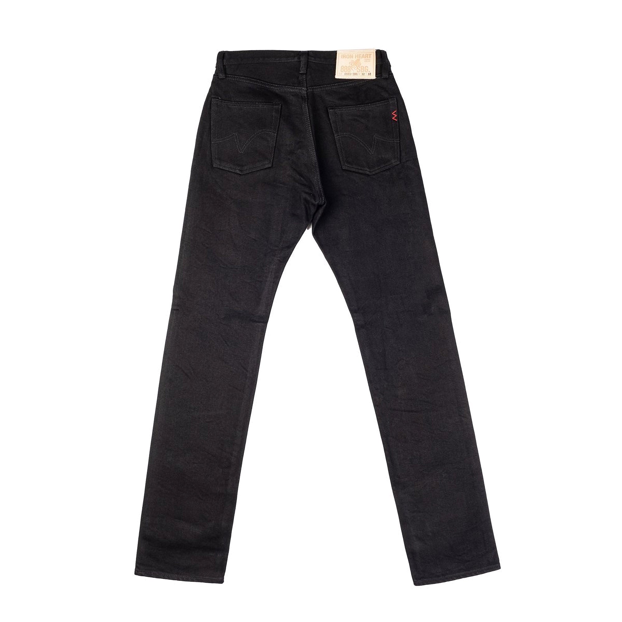 IH-888S-SBG 21oz Selvedge Denim Medium High Rise Tapered Cut Jeans Superblack Fades To Grey Back