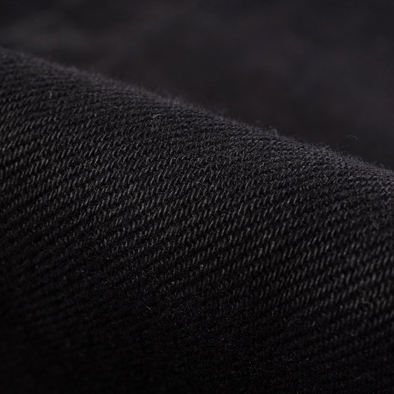 IH-888S-SBG 21oz Selvedge Denim Medium High Rise Tapered Cut Jeans  Superblack Fades To Grey Fabric Detail