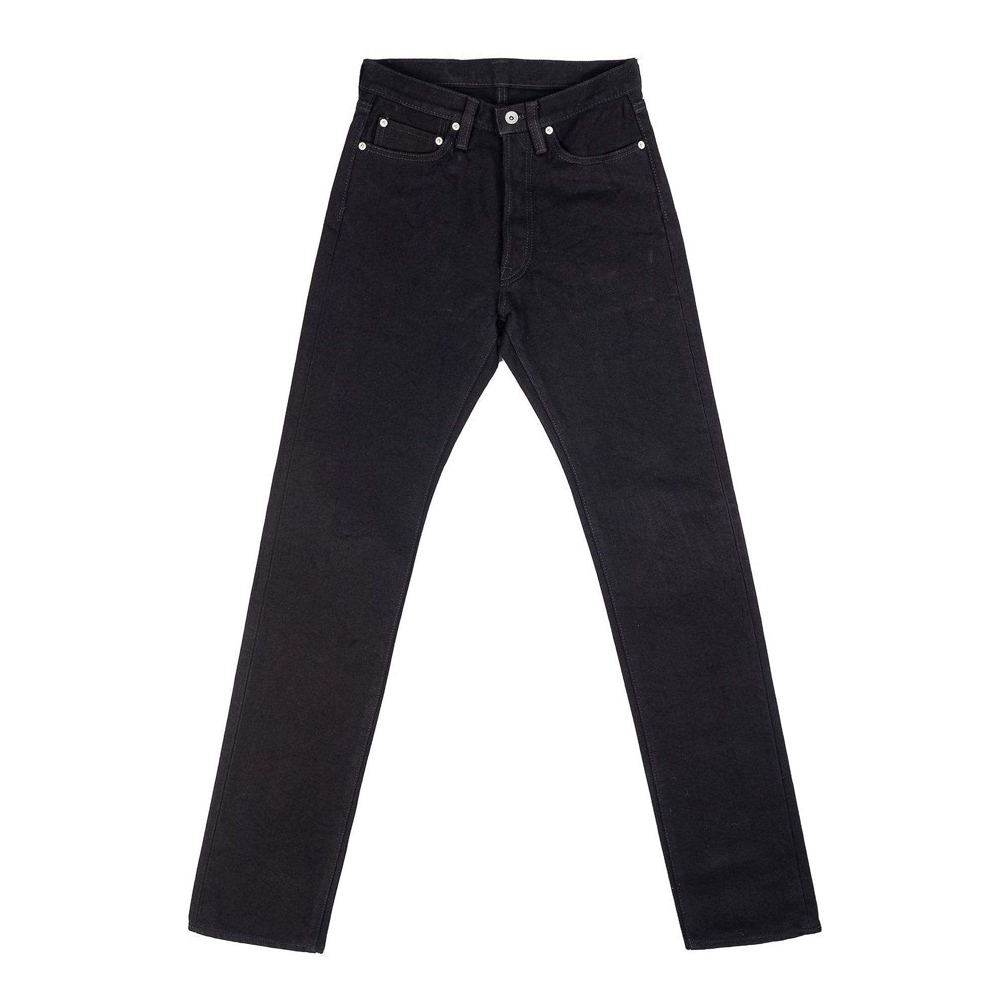 IH-888S-SBG 21oz Selvedge Denim Medium High Rise Tapered Cut Jeans Superblack Fades To Grey Front
