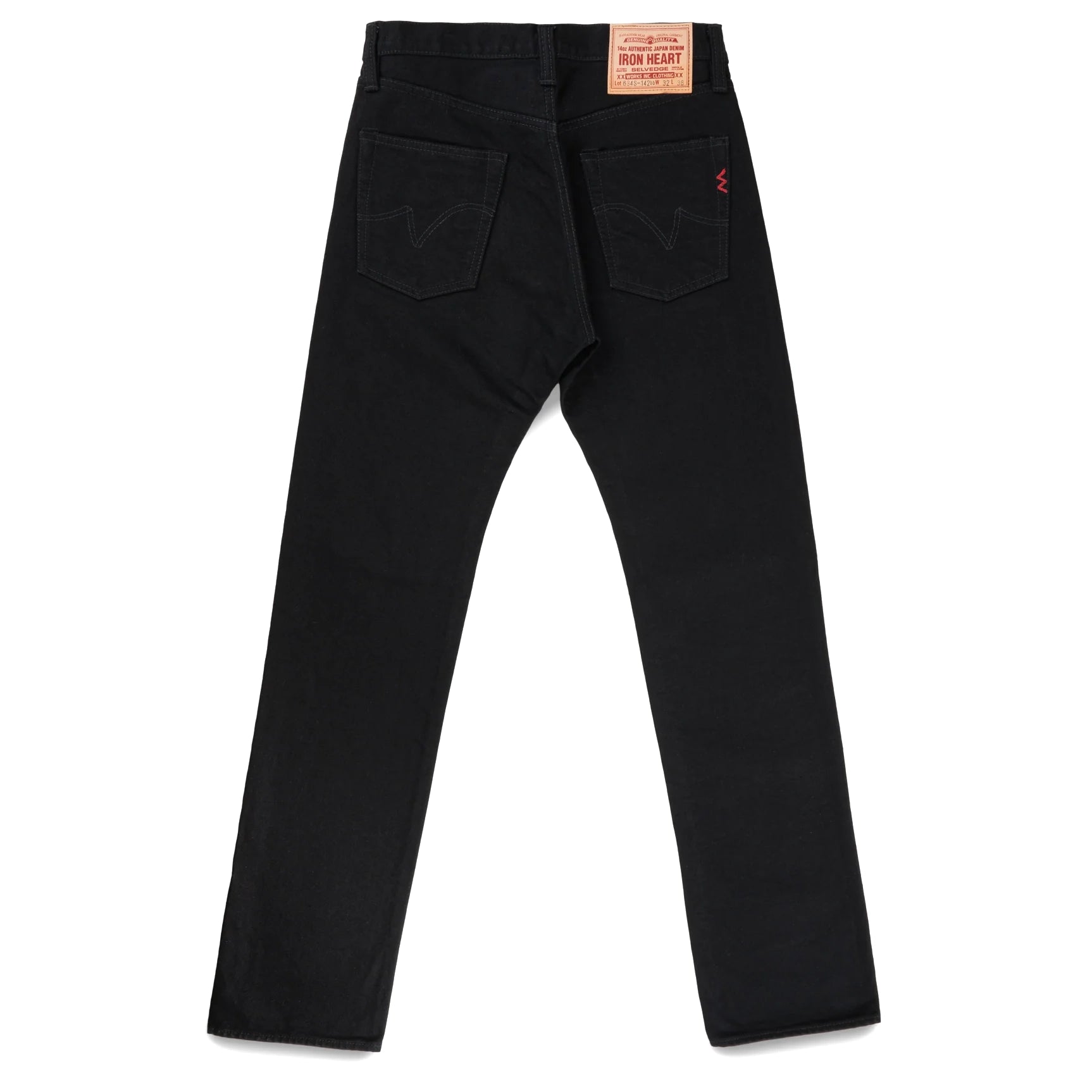 IH-634S-142bb 14oz Selvedge Denim Straight Cut Jeans - Black/Black