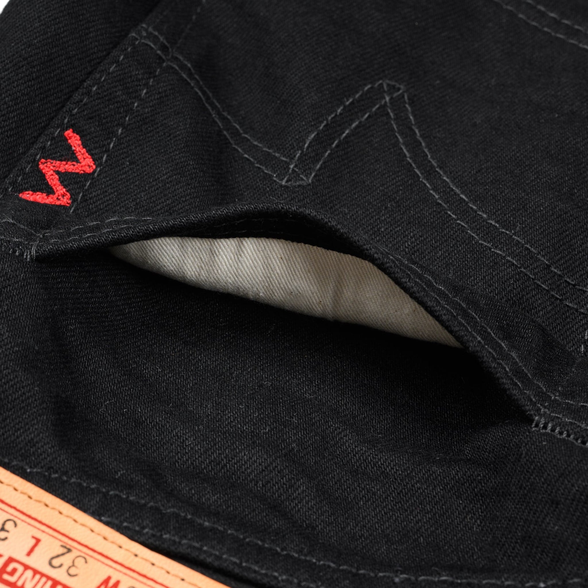 IH-666S-142bb 14oz Selvedge Denim Slim Straight Cut Jeans - Black/Black