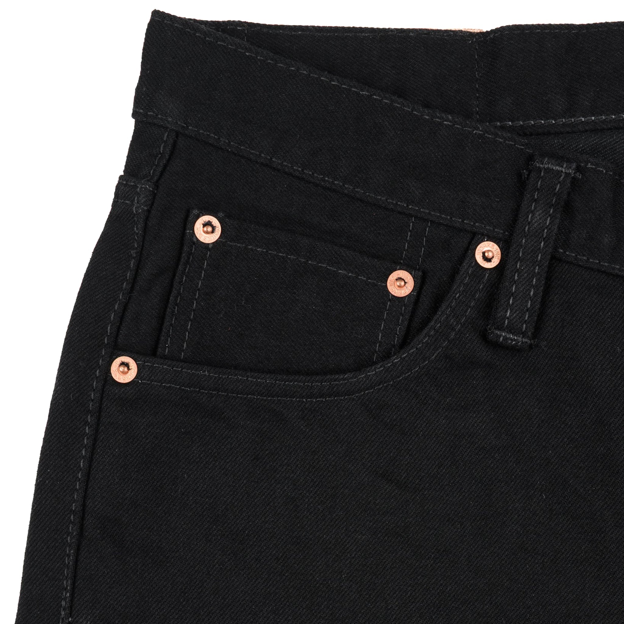 IH-666S-142bb 14oz Selvedge Denim Slim Straight Cut Jeans - Black/Black
