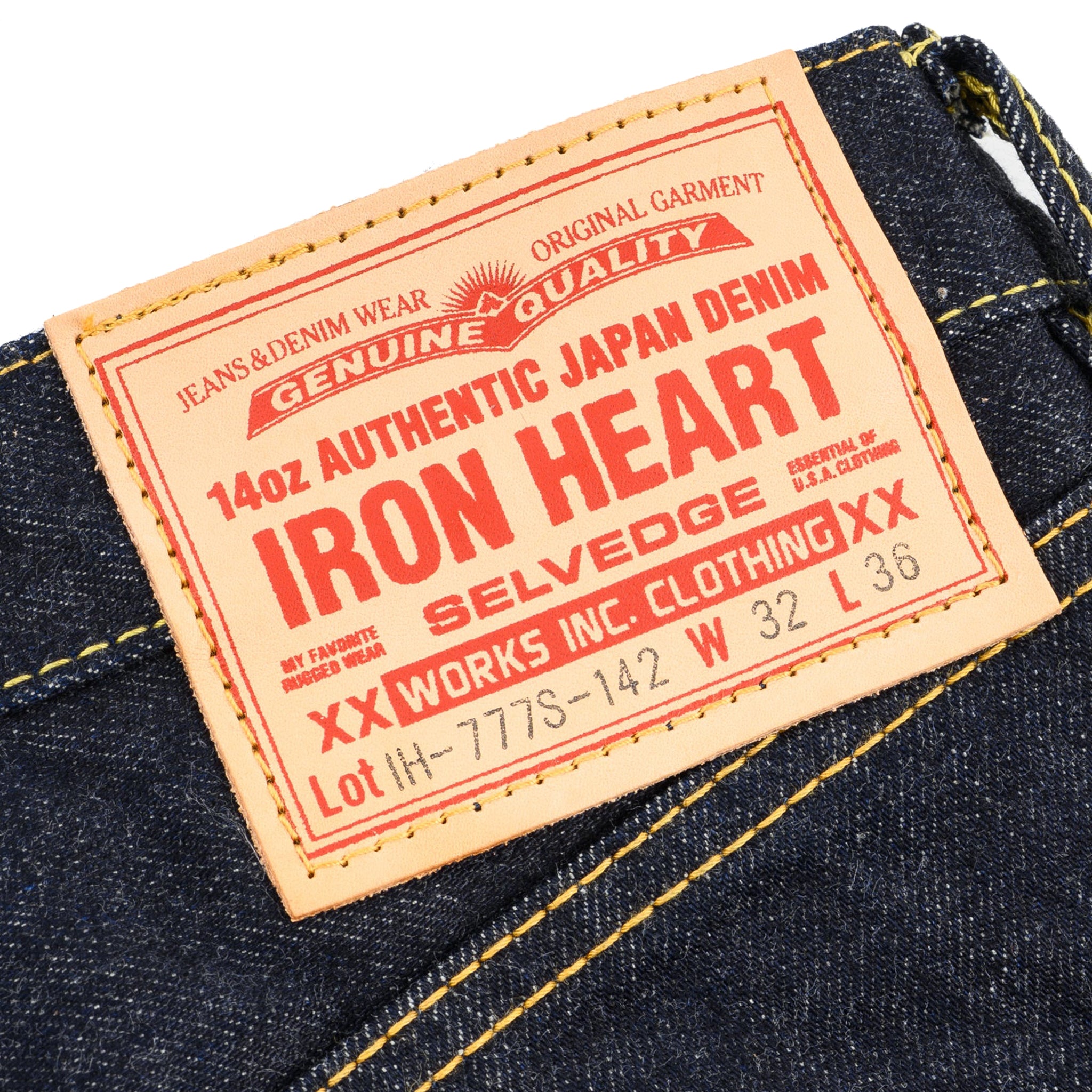 IH-777S-142 14oz Selvedge Denim Slim Tapered Cut Jeans - Indigo