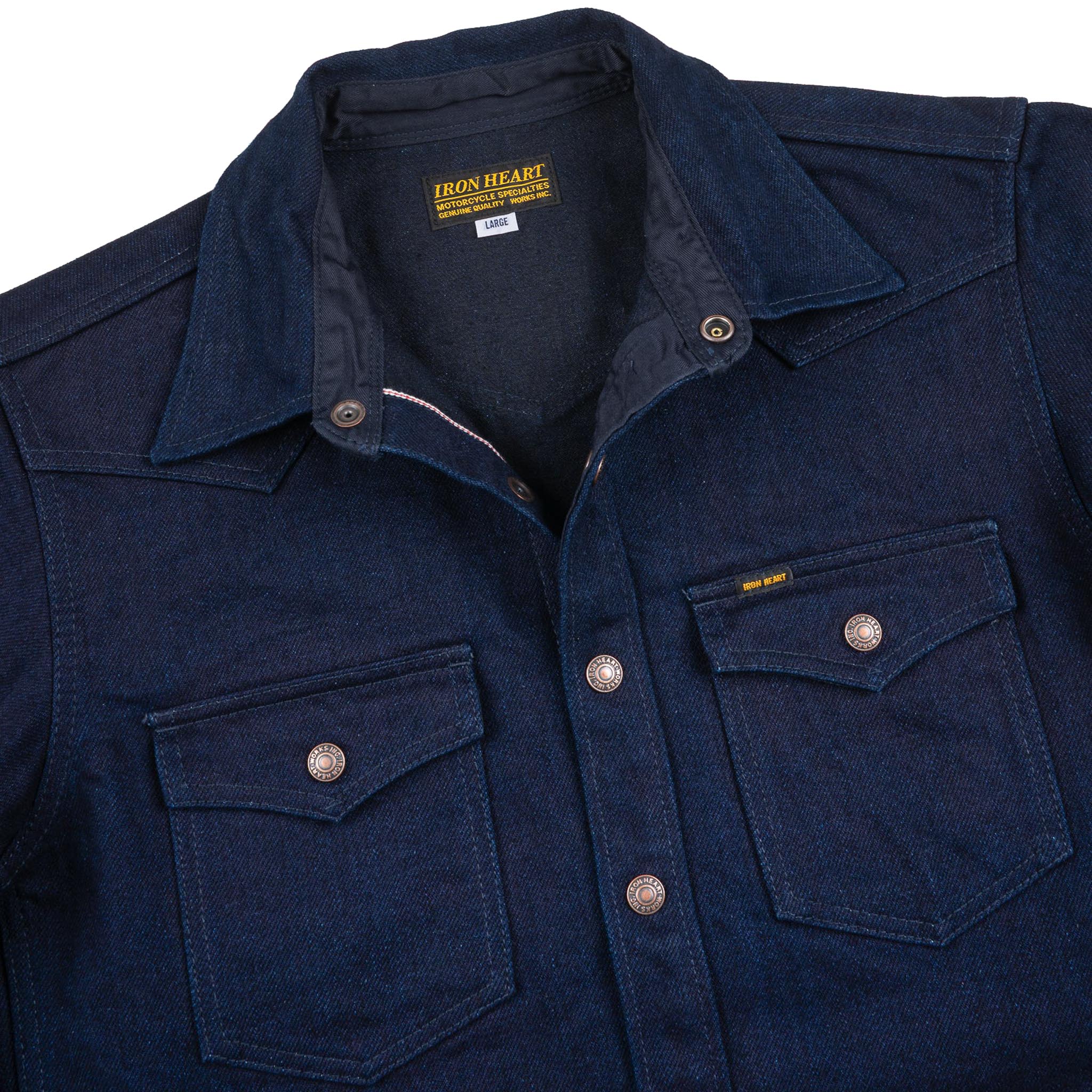 IHSH-409-IB 19oz Selvedge Denim CPO Shirt - Indigo/Black