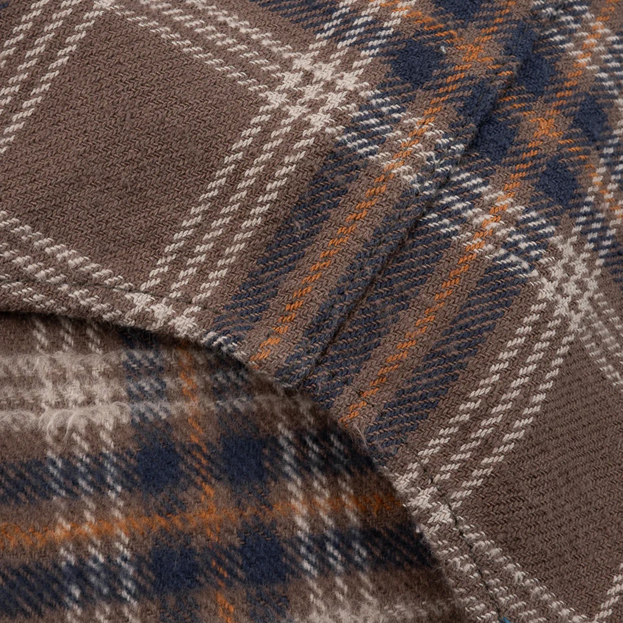 IHSH-431-BRN (FW25) Slubby Heavy Flannel Check Western Shirt - Brown