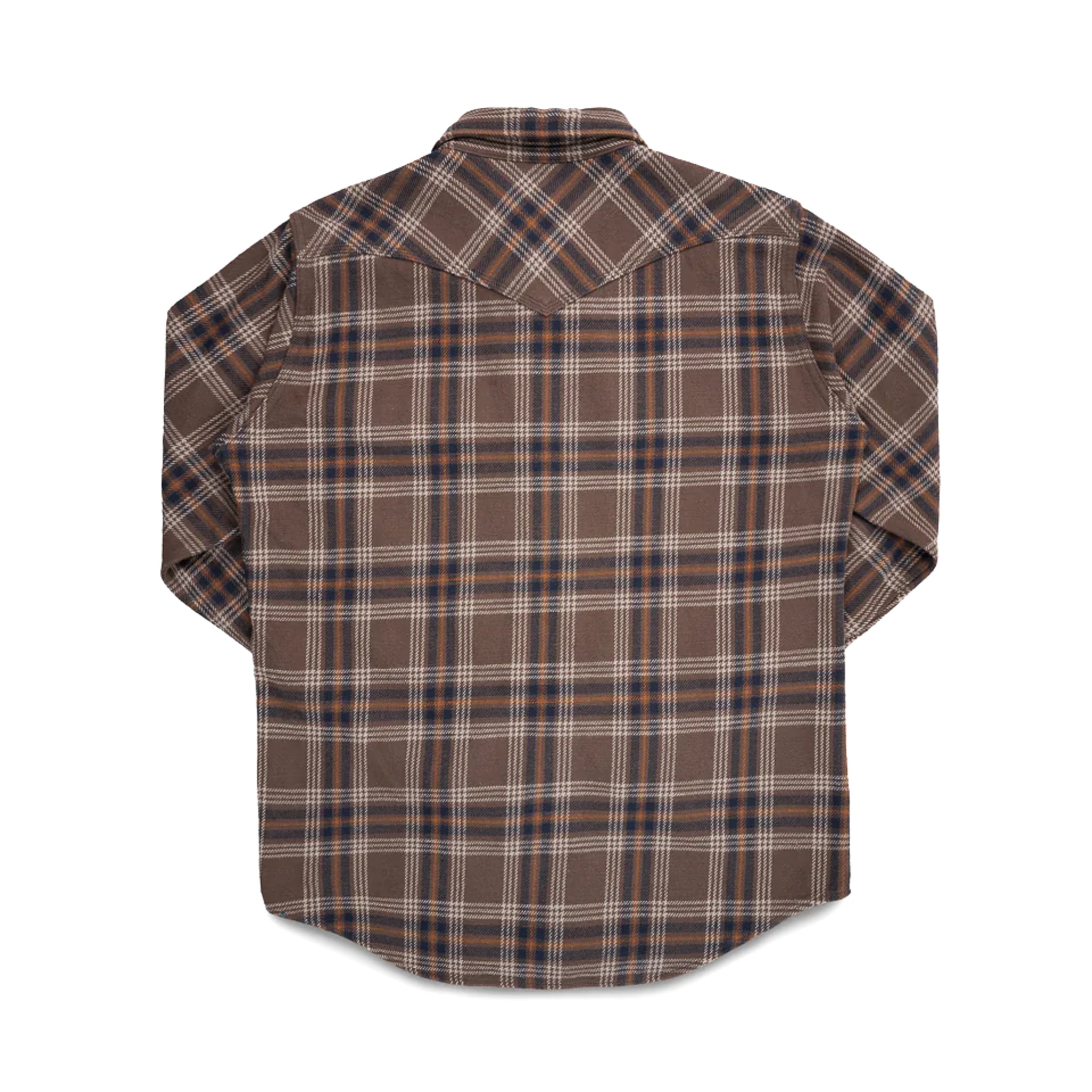 IHSH-431-BRN (FW25) Slubby Heavy Flannel Check Western Shirt - Brown