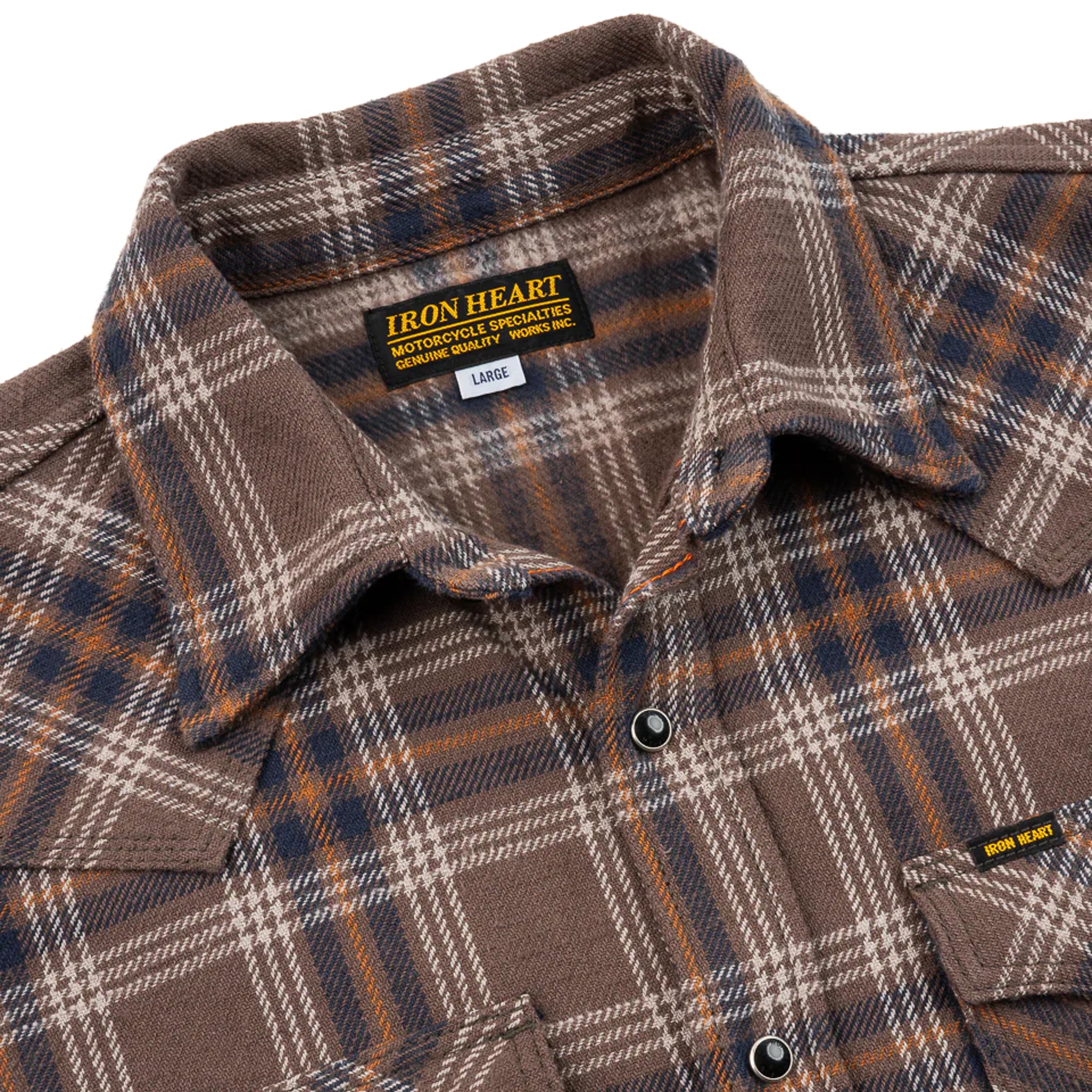 IHSH-431-BRN (FW25) Slubby Heavy Flannel Check Western Shirt - Brown