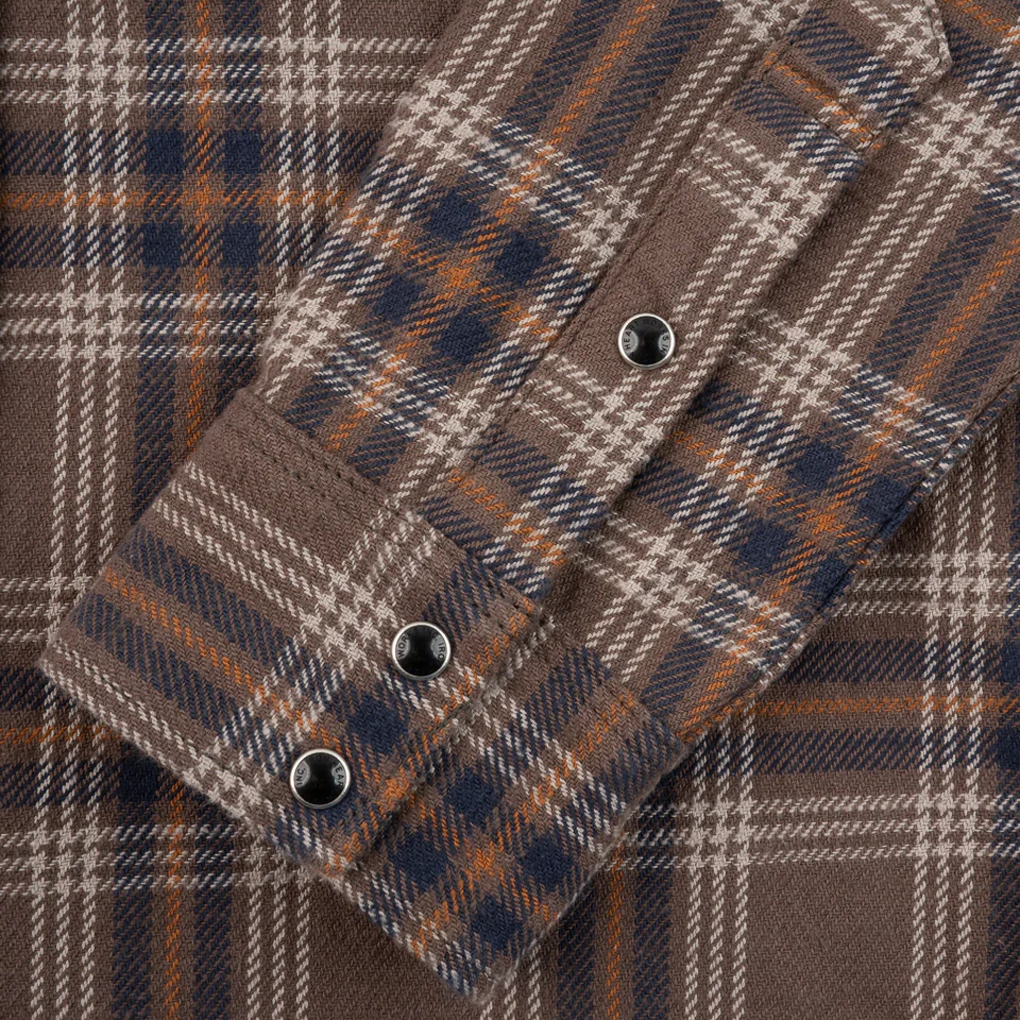 IHSH-431-BRN (FW25) Slubby Heavy Flannel Check Western Shirt - Brown