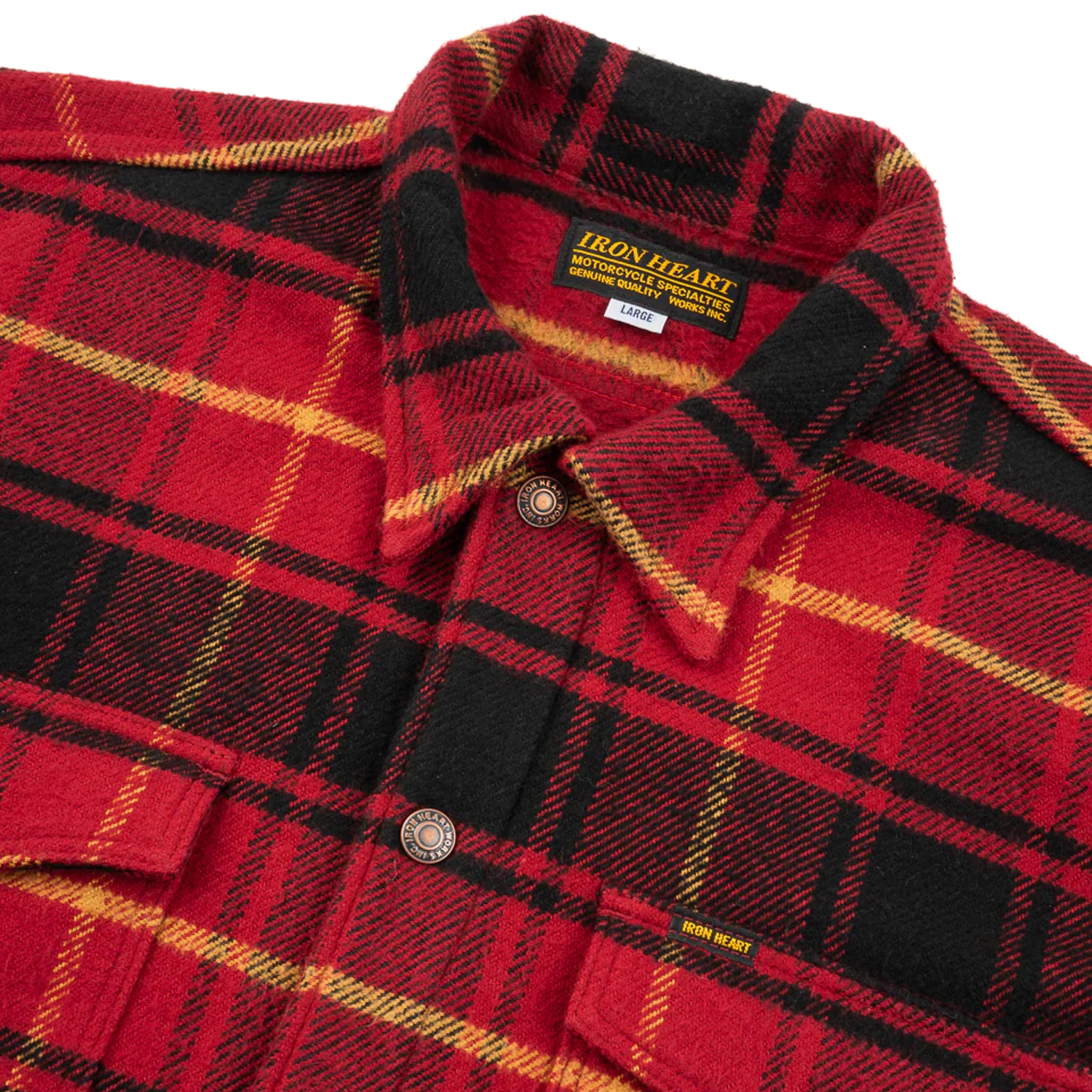 IHSH-433-RED Heavy Flannel Rider’s Overshirt - Red