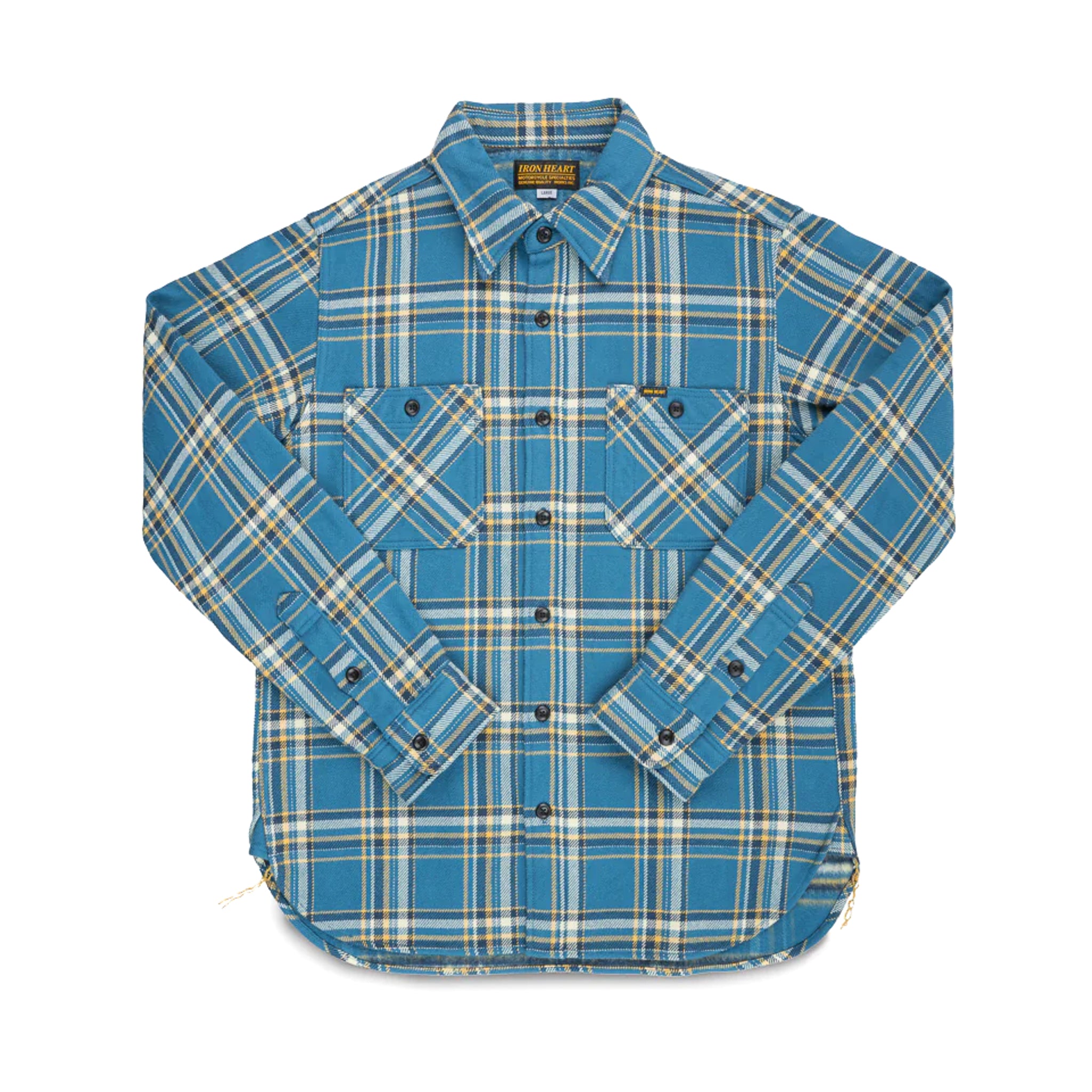IRON HEART ダークブルー チェック柄 シャツ L Iron Heart IHSH-435-BLU Ultra Heavy Flannel American Check Work