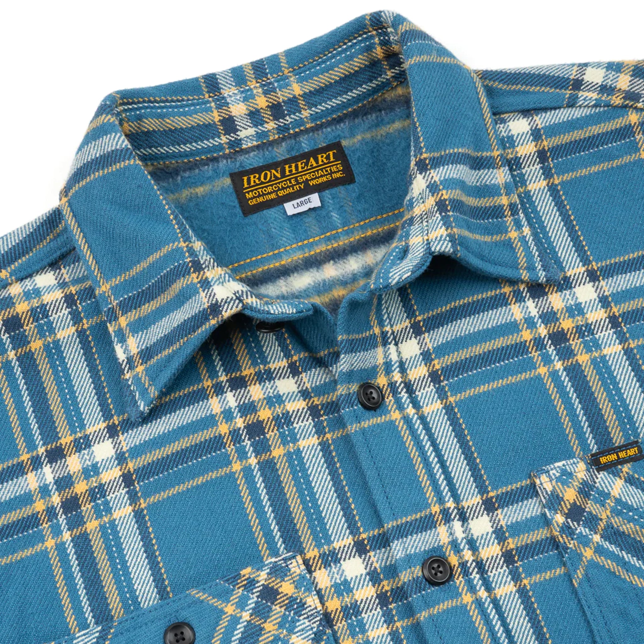 IHSH-435-BLU Ultra Heavy Flannel American Check Work Shirt - Blue