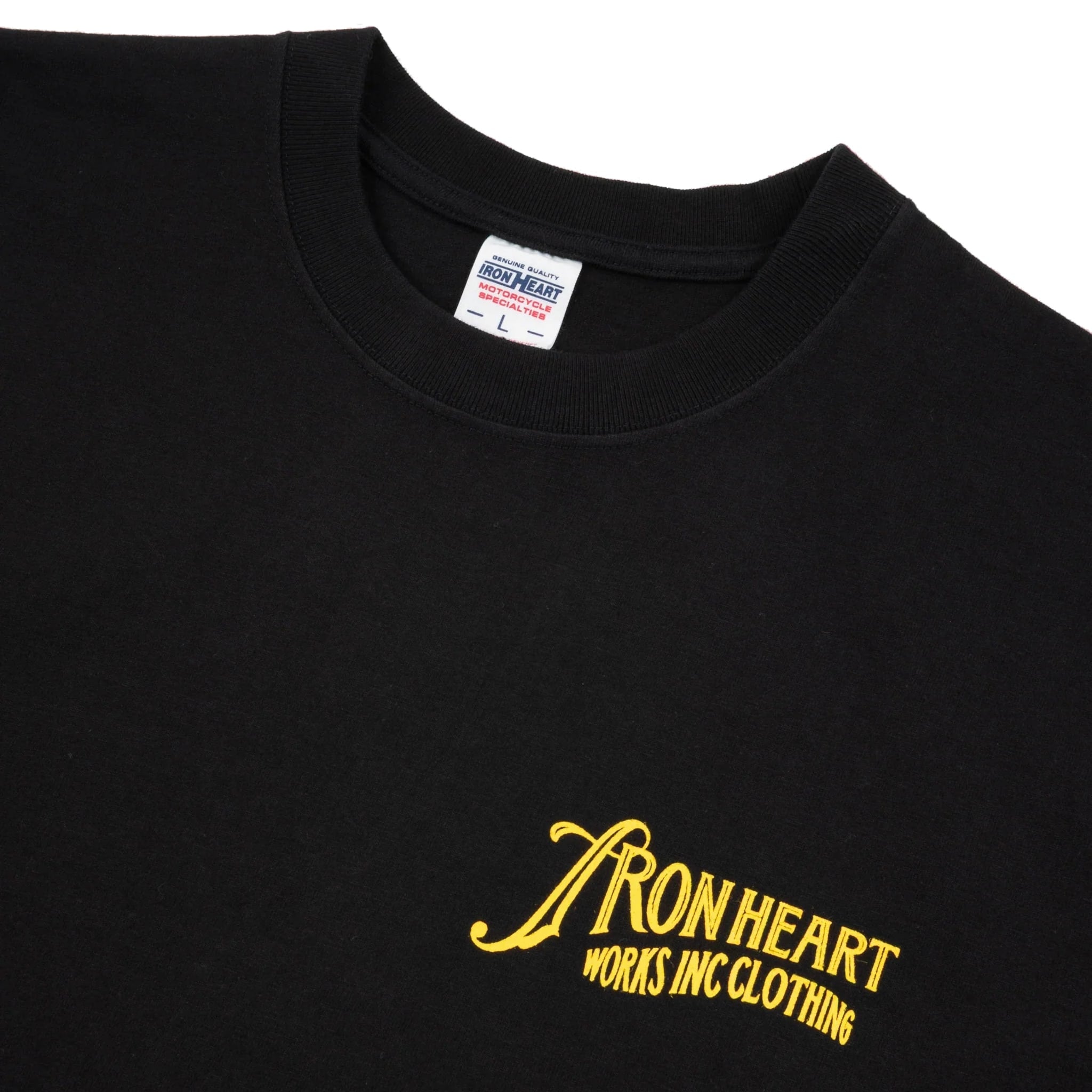 IHT-2501-BLK 7.5oz Printed Loopwheel Crew Neck T-Shirt - Black