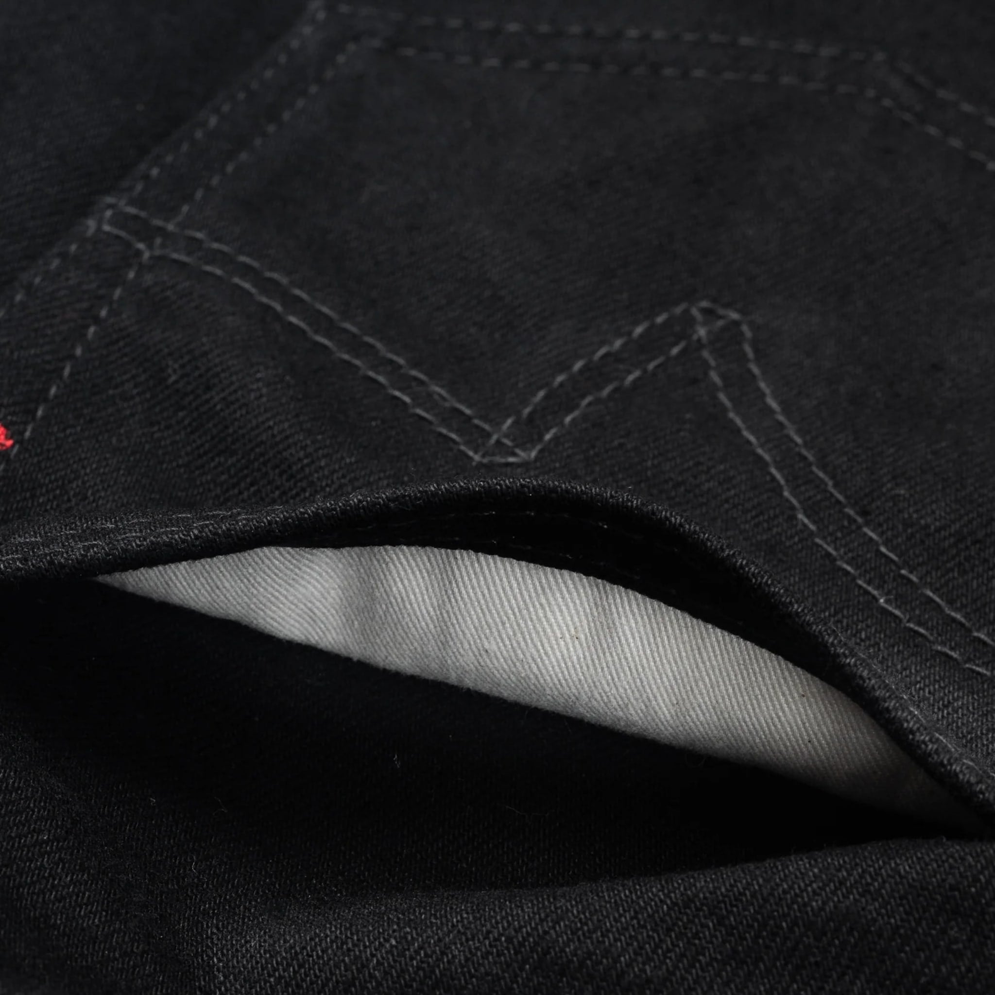 IH-777S-142bb 14oz Selvedge Denim Slim Tapered Cut Jeans - Black/Black