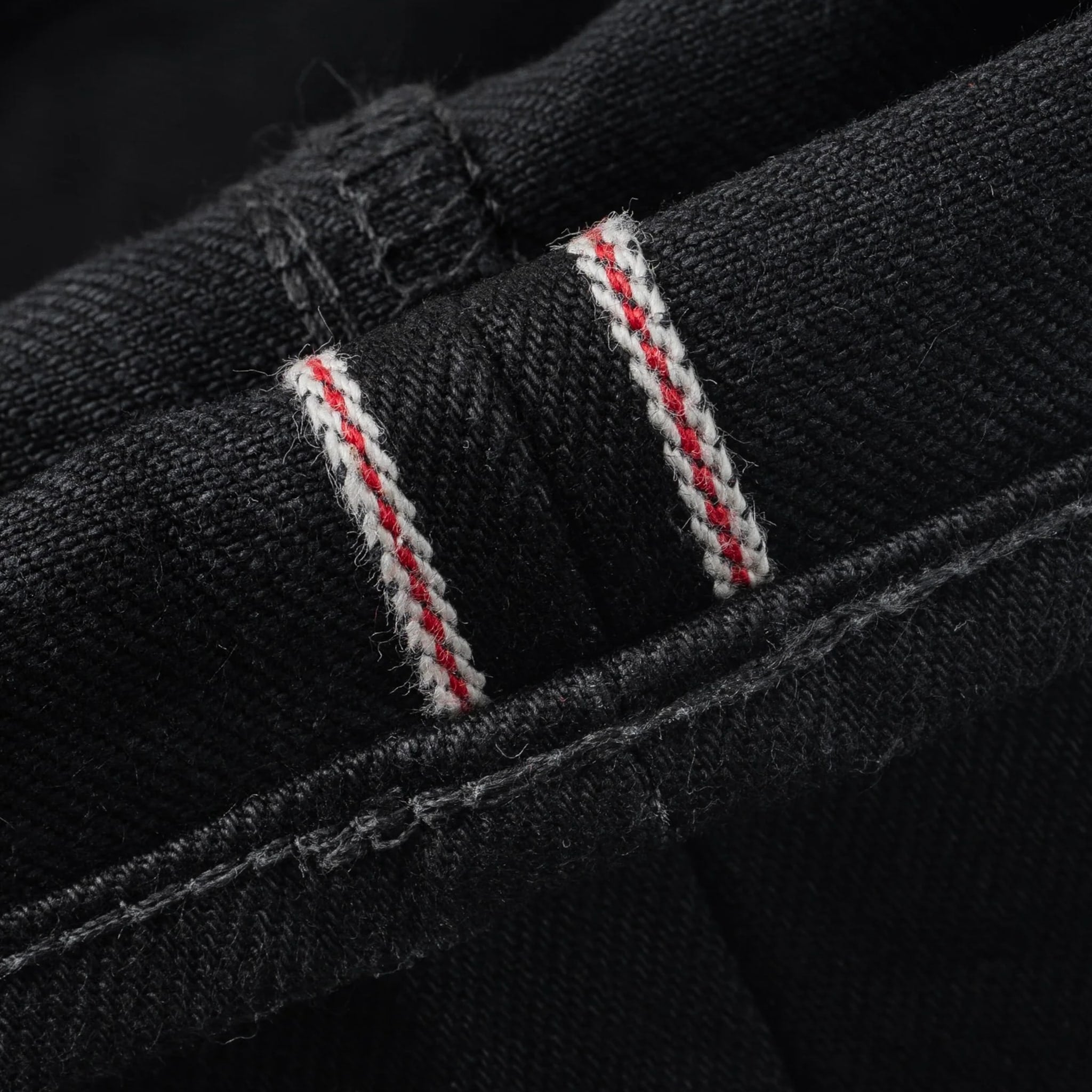 IH-777S-142bb 14oz Selvedge Denim Slim Tapered Cut Jeans - Black/Black