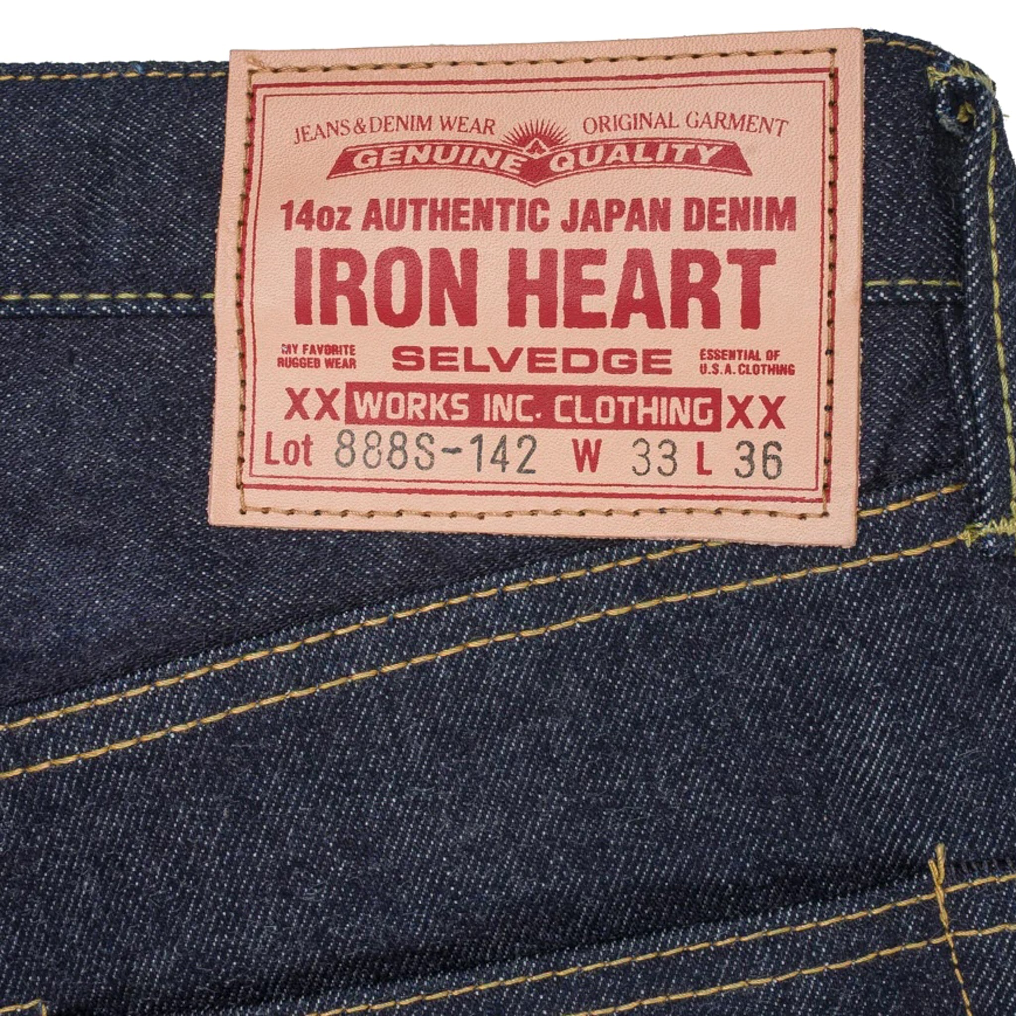 IH-888S-142 14oz Selvedge Denim Medium/High Rise Tapered Cut Jeans - Indigo