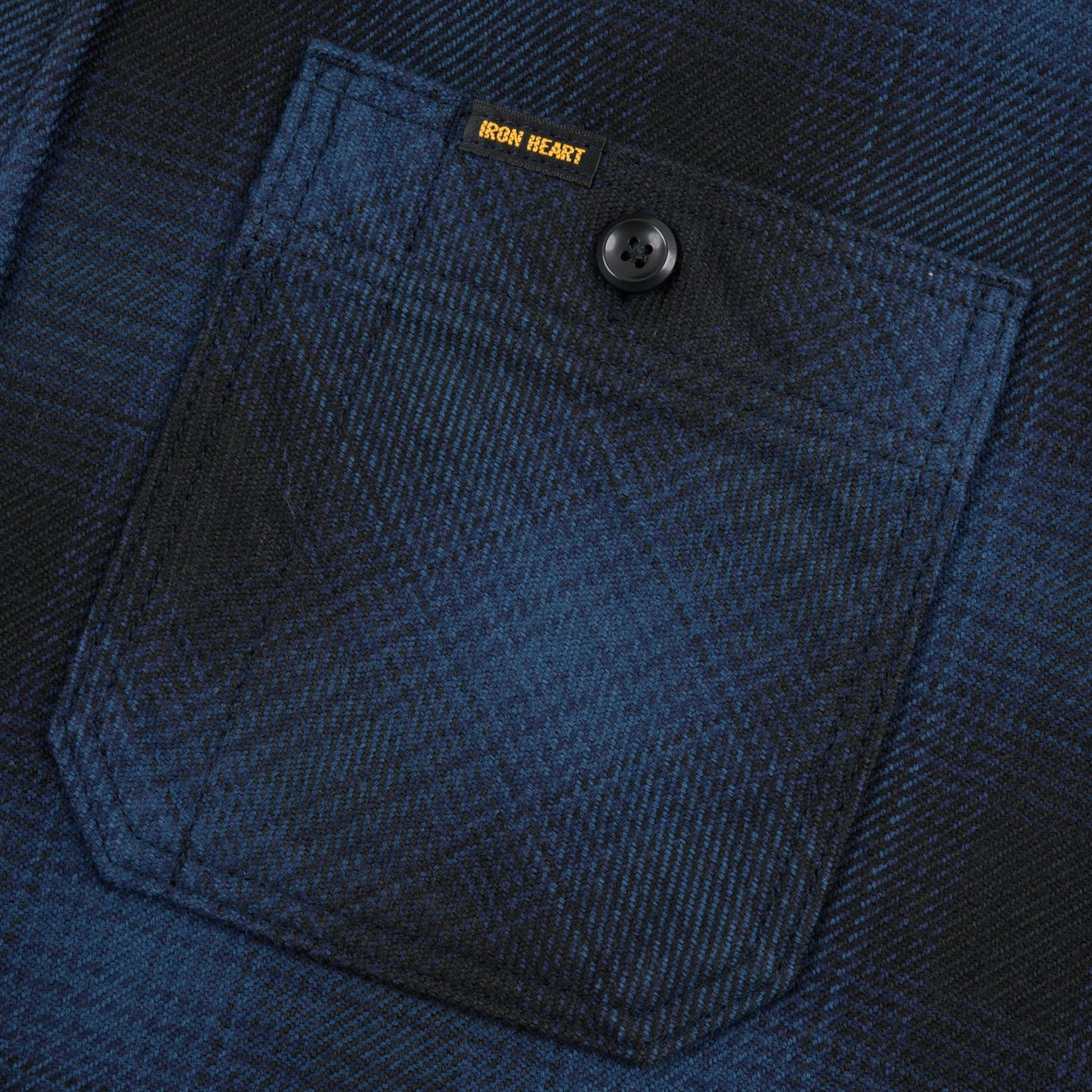 IHSH-265-NAV Ultra Heavy Flannel Ombré Check Work Shirt - Navy/Black
