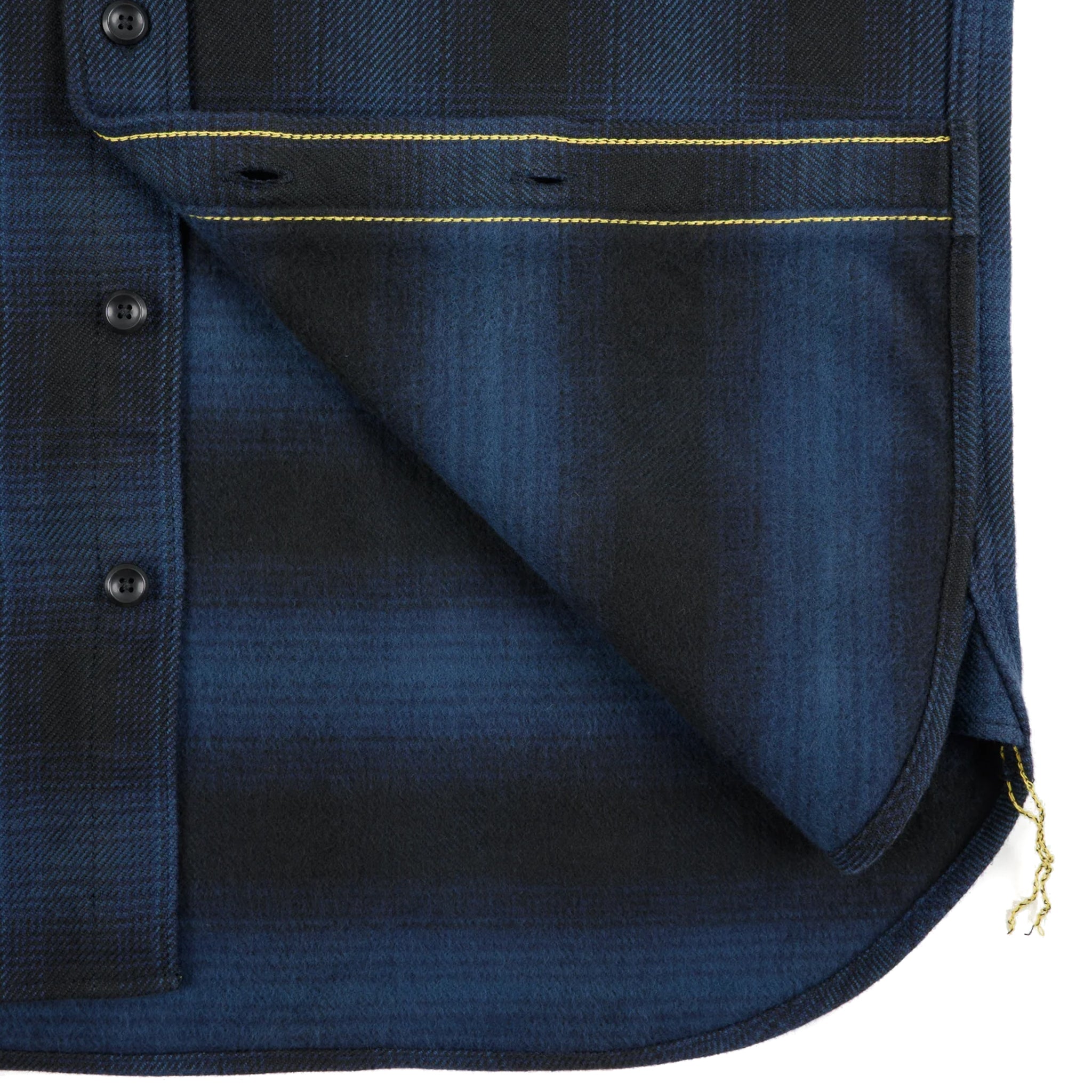 IHSH-265-NAV Ultra Heavy Flannel Ombré Check Work Shirt - Navy/Black