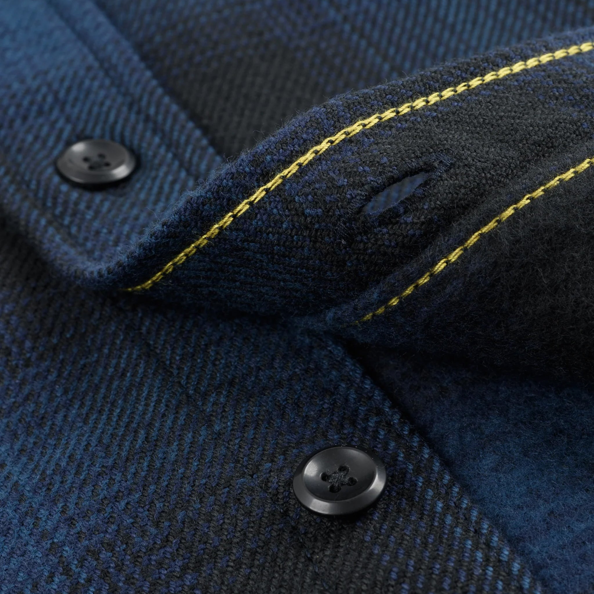 IHSH-265-NAV Ultra Heavy Flannel Ombré Check Work Shirt - Navy/Black