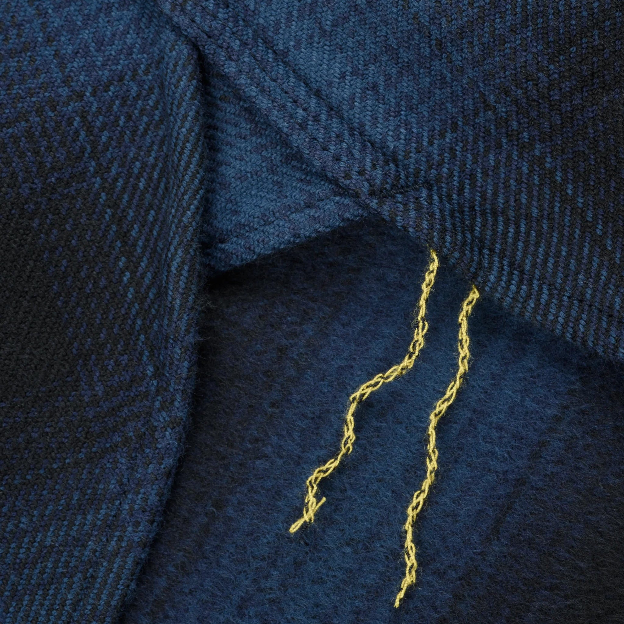 IHSH-265-NAV Ultra Heavy Flannel Ombré Check Work Shirt - Navy/Black
