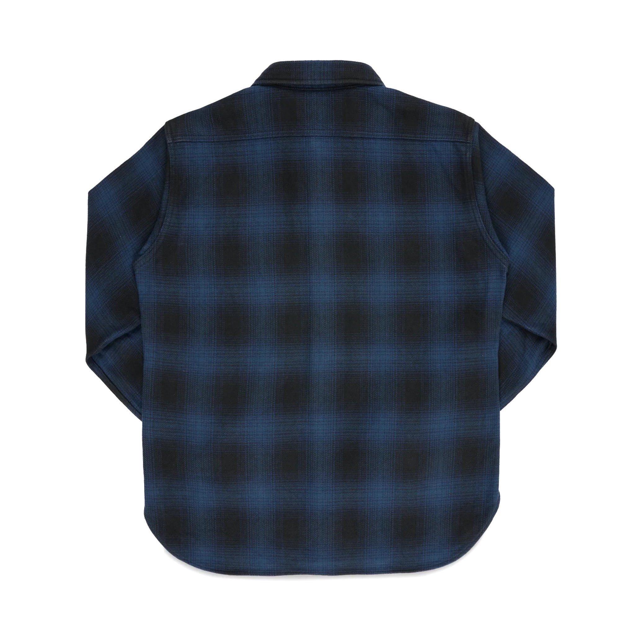 IHSH-265-NAV Ultra Heavy Flannel Ombré Check Work Shirt - Navy/Black