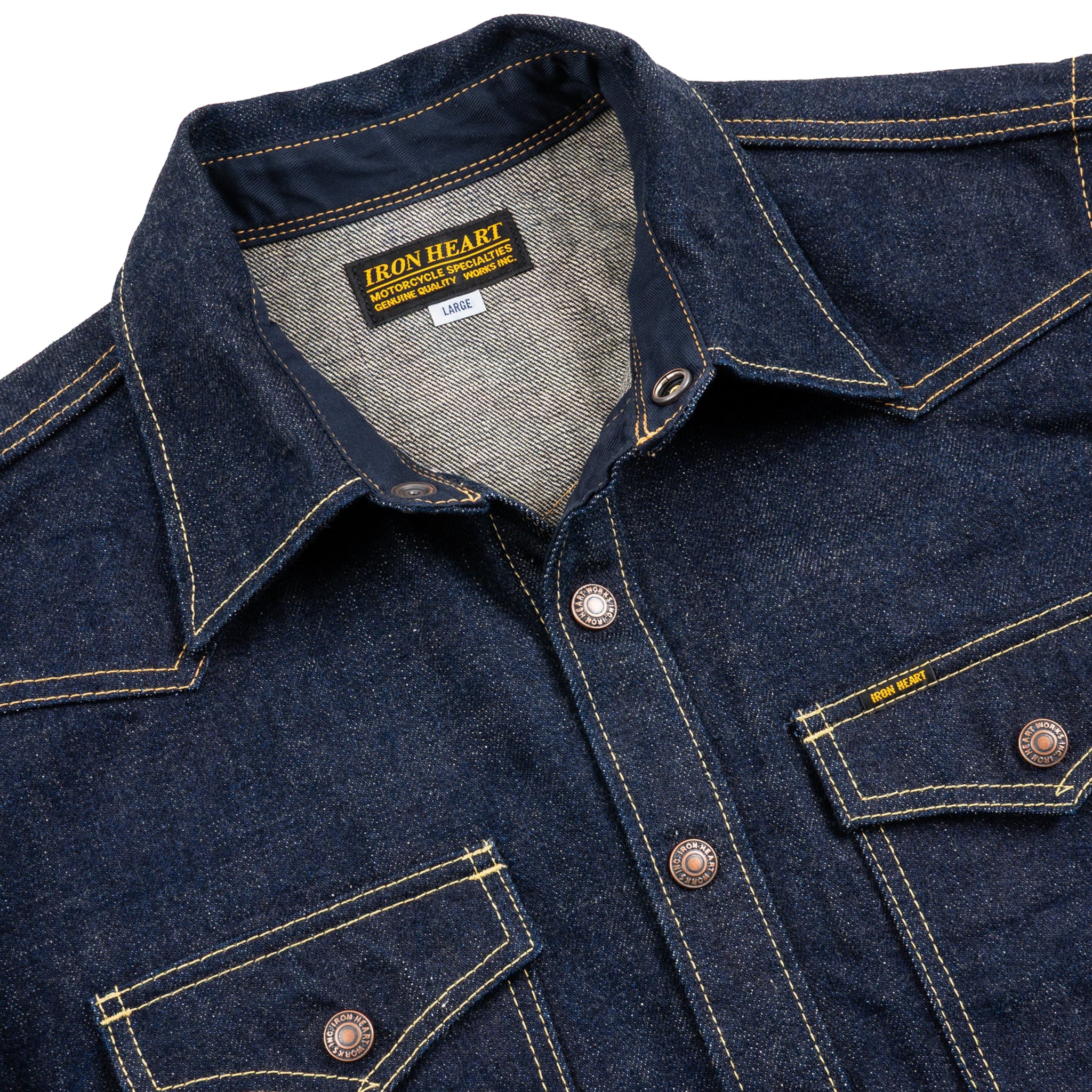 IHSH-292-IND 18oz Vintage Selvedge Denim CPO Shirt - Indigo