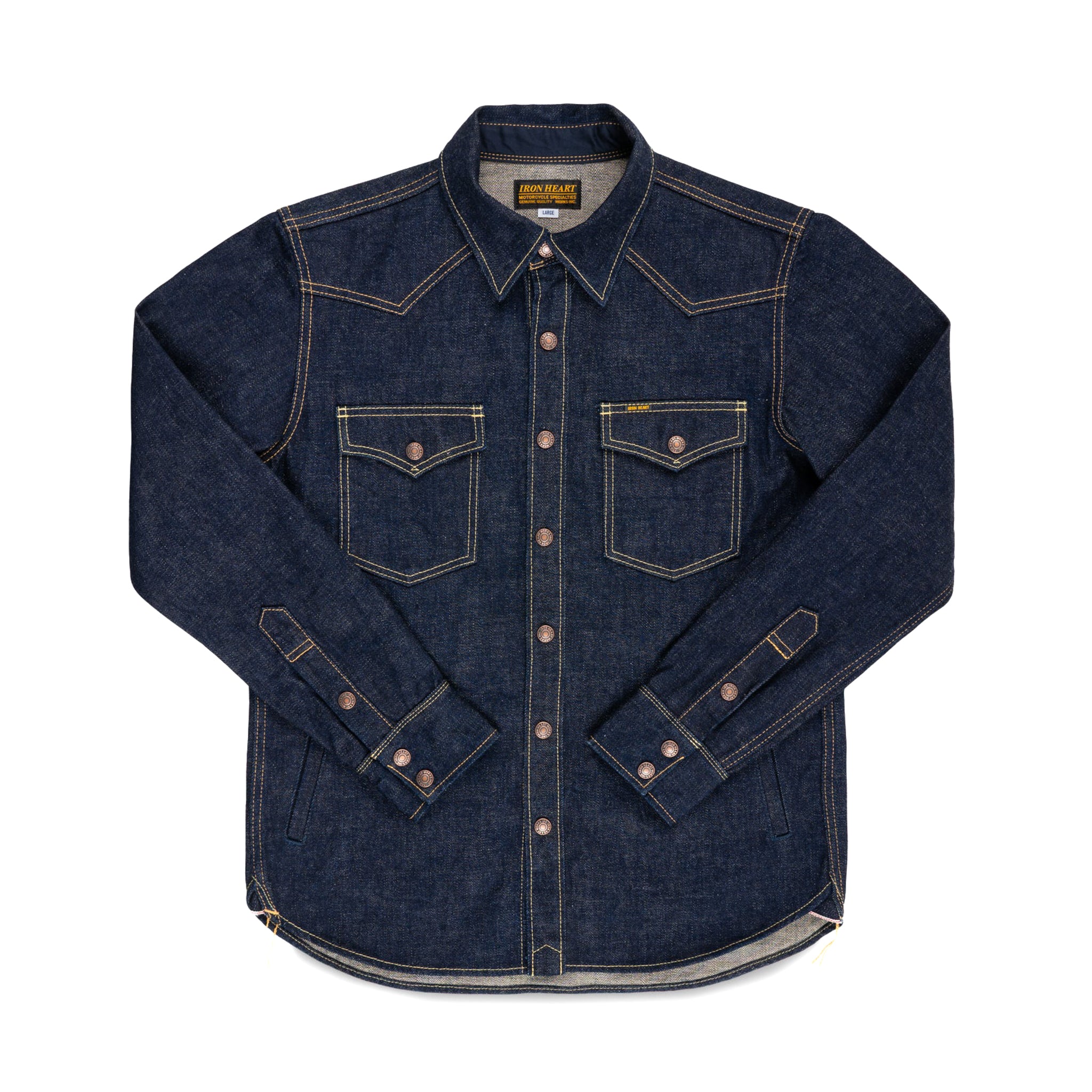 IHSH-292-IND 18oz Vintage Selvedge Denim CPO Shirt - Indigo