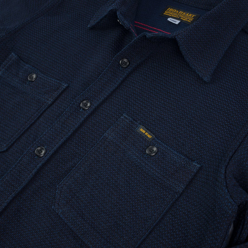 Iron Heart IHSH-380-IND 12oz Dobby Cloth Work Shirt Indigo Pocket Detail