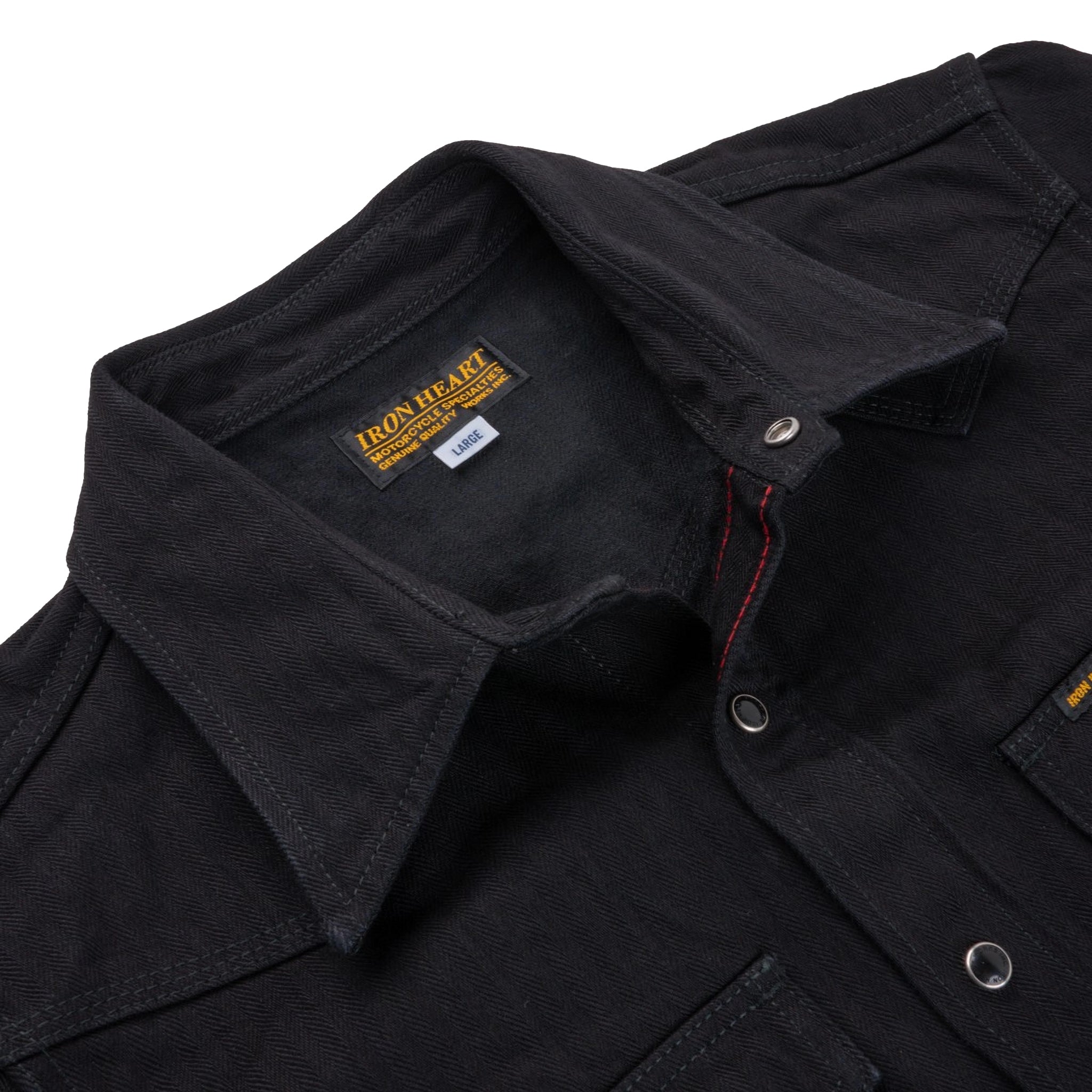 IHSH-410-BLK 14oz Herringbone CPO Western Shirt - Black
