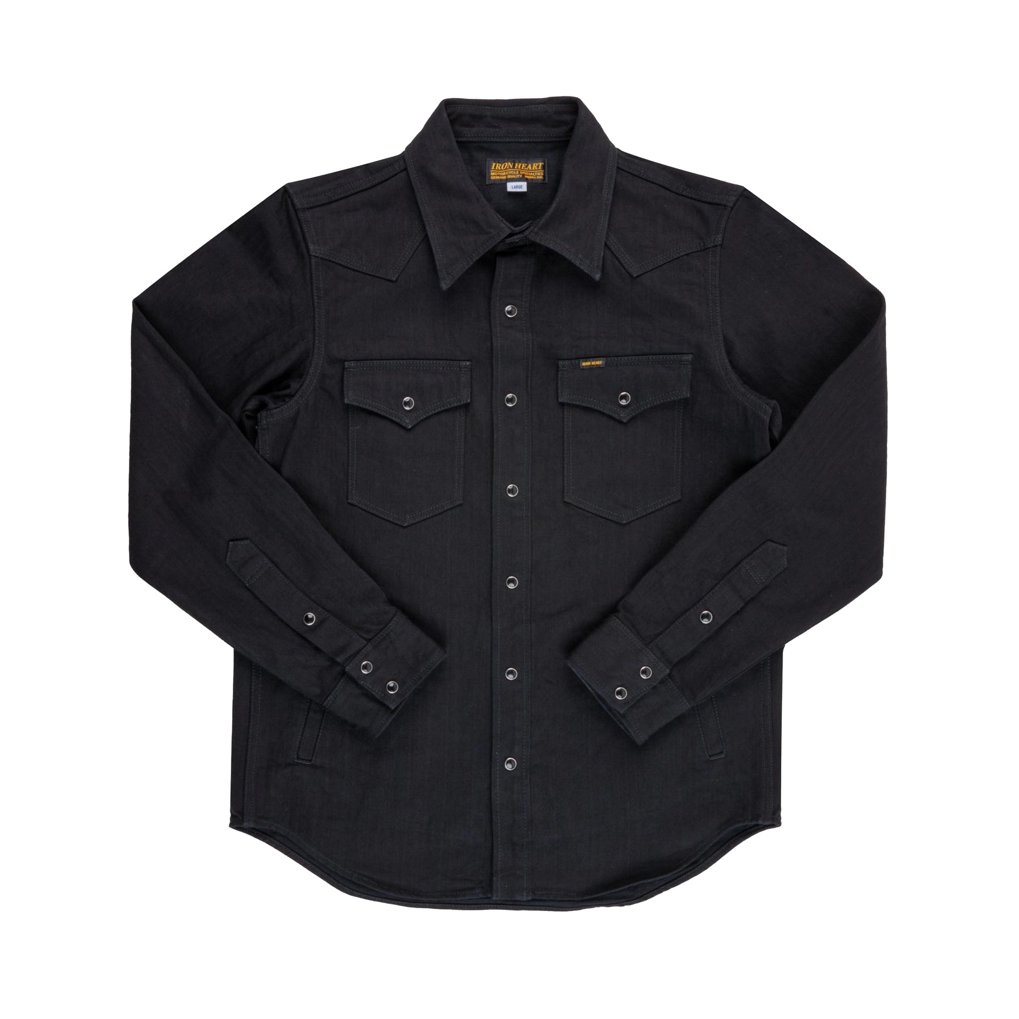 IHSH-410-BLK 14oz Herringbone CPO Western Shirt - Black