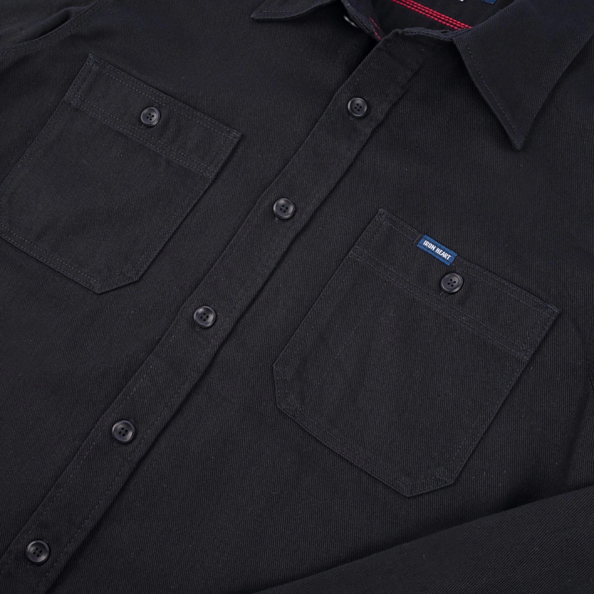 IHSH-414-BLK 9oz Cotton Linen Work Shirt - Black