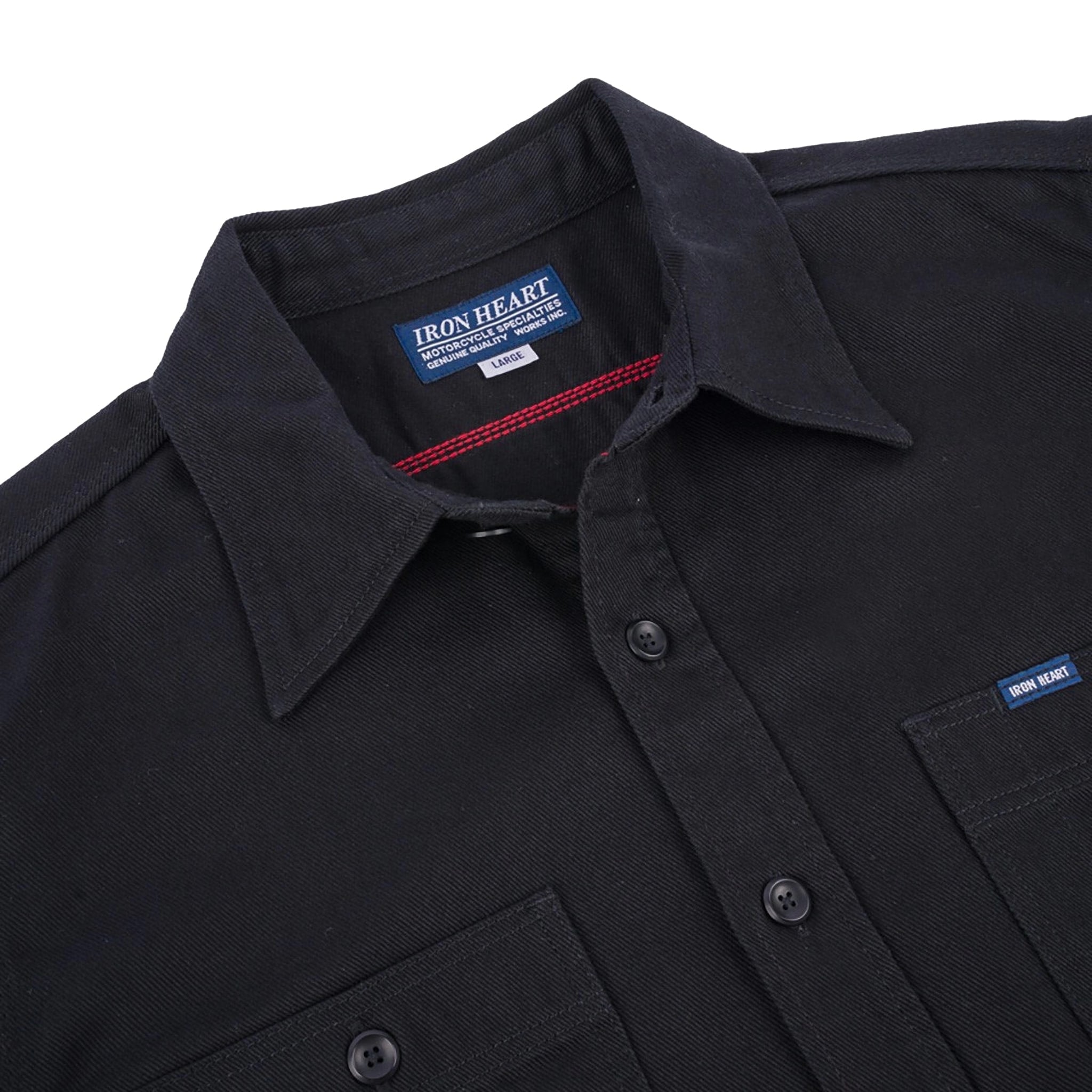 IHSH-414-BLK 9oz Cotton Linen Work Shirt - Black