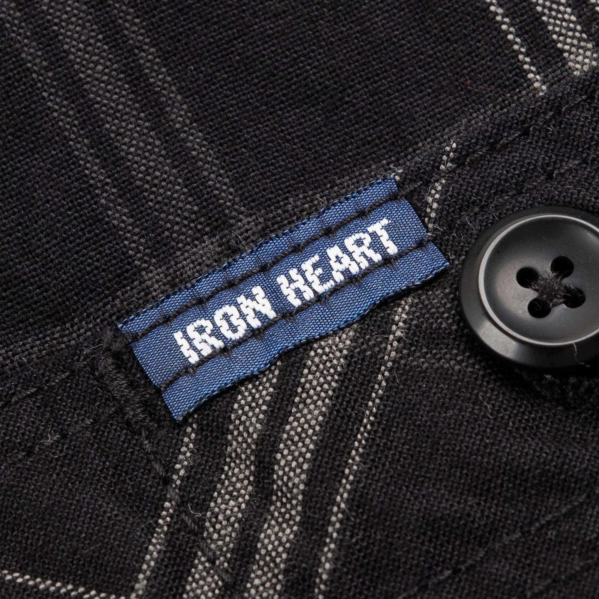 IHSH-419-BLK 5oz Selvedge Short Sleeved Madras Check Work Shirt - Black