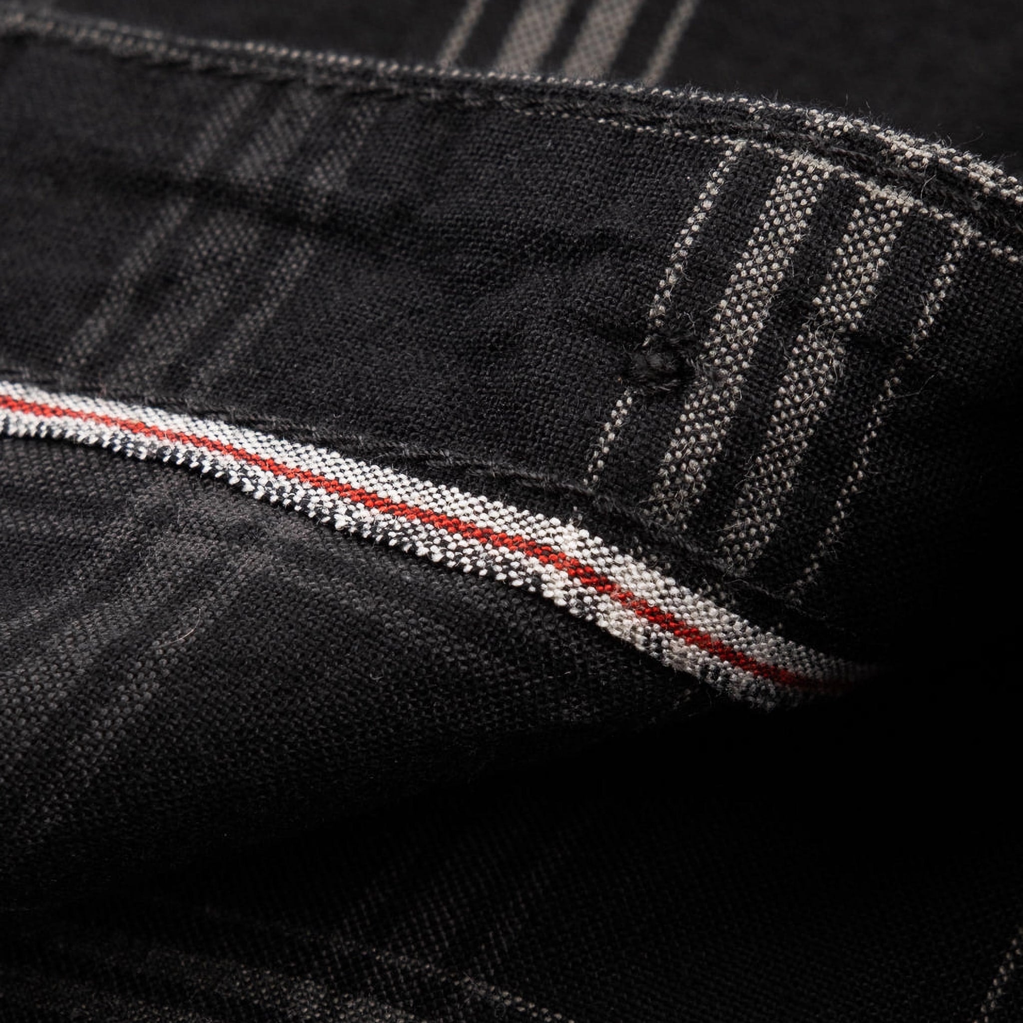 IHSH-419-BLK 5oz Selvedge Short Sleeved Madras Check Work Shirt - Black