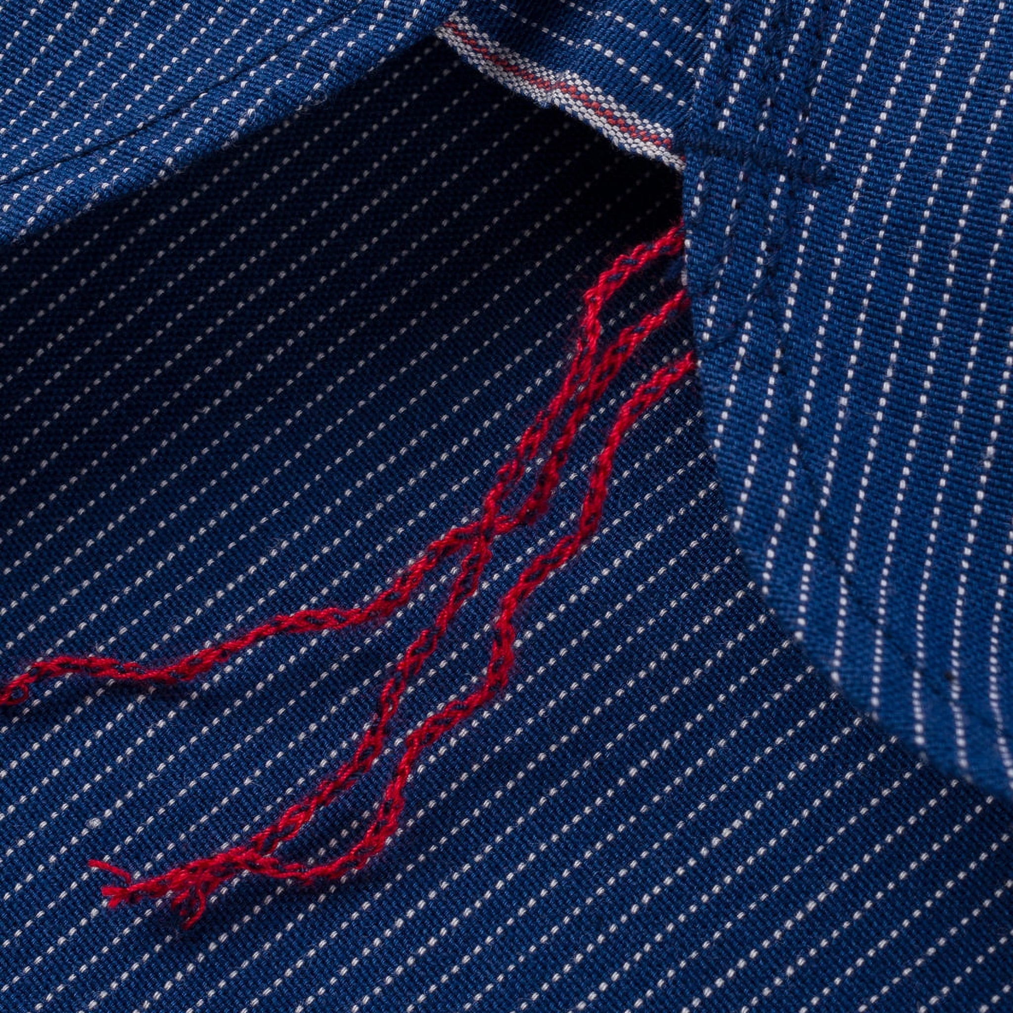 IHSH-420-PIN 5oz Selvedge Ox Cloth Short Sleeved Work Shirt - Pinstripe