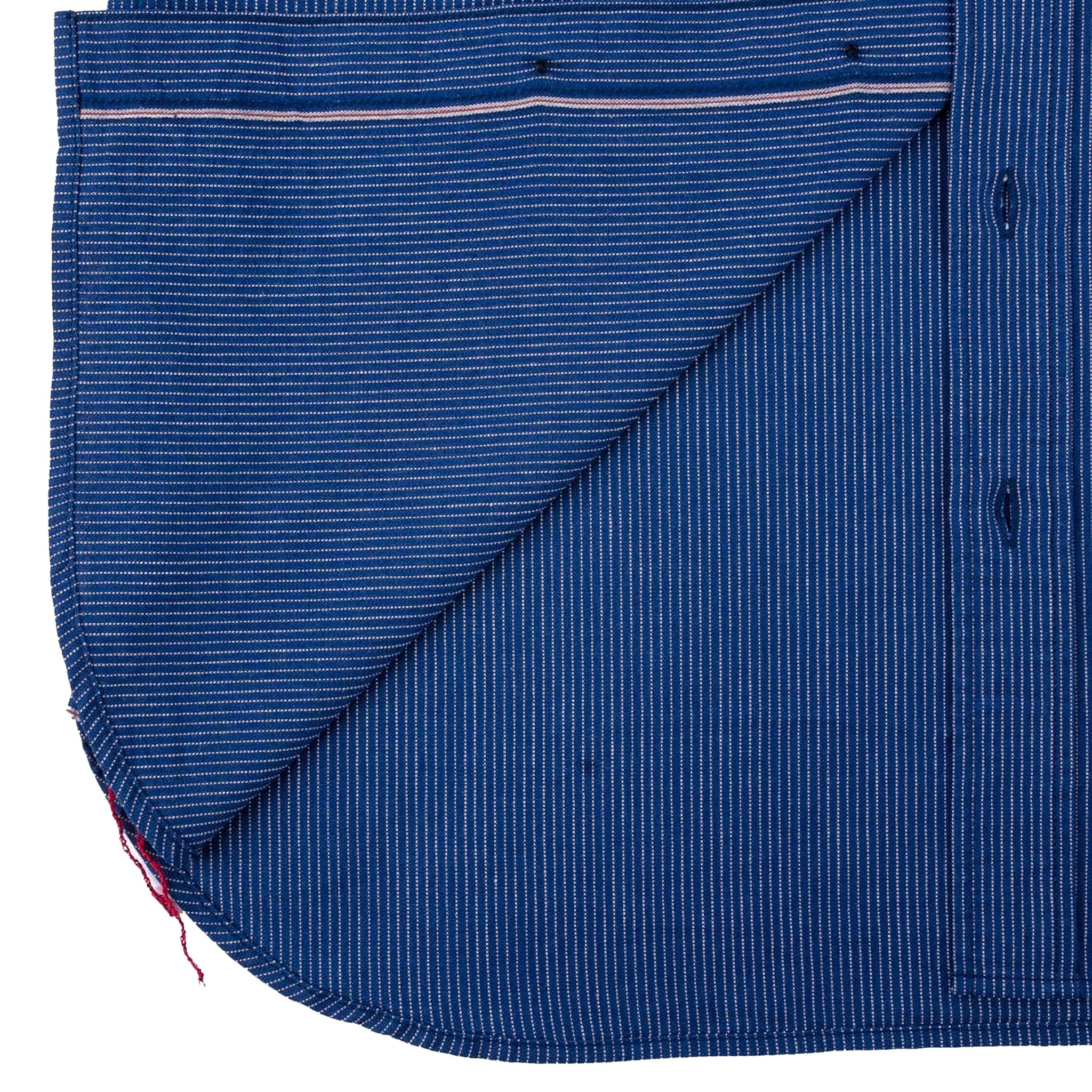 IHSH-420-PIN 5oz Selvedge Ox Cloth Short Sleeved Work Shirt - Pinstripe