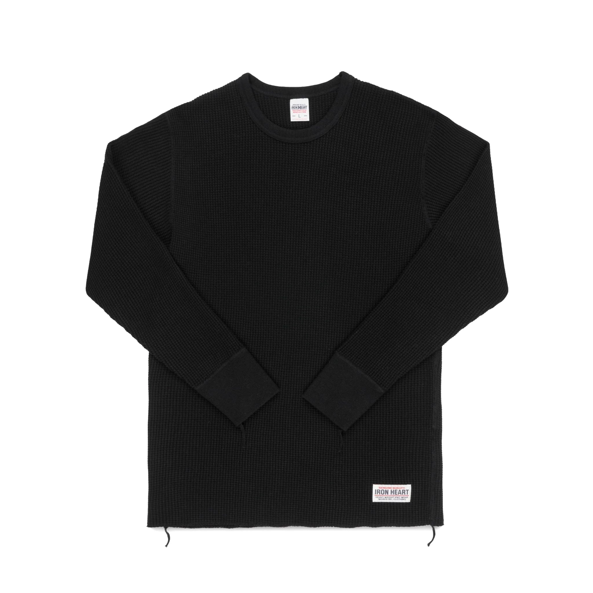 トップス Yoli / Cotton long knit / BLACK Iron Heart IHTL-1301-BLK Waffle Knit Long Sleeved Crew Neck