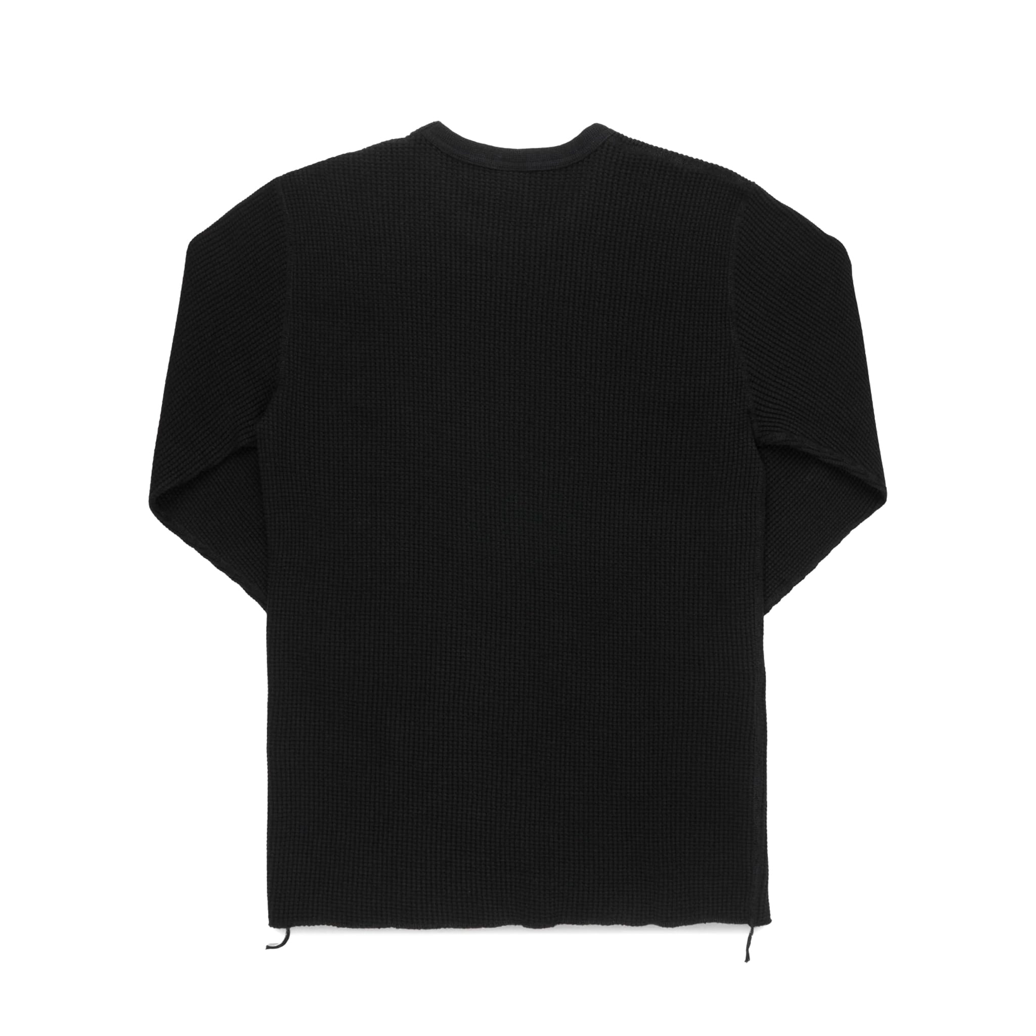 IHTL-1301-BLK Waffle Knit Long Sleeved Crew Neck Thermal Top - Black