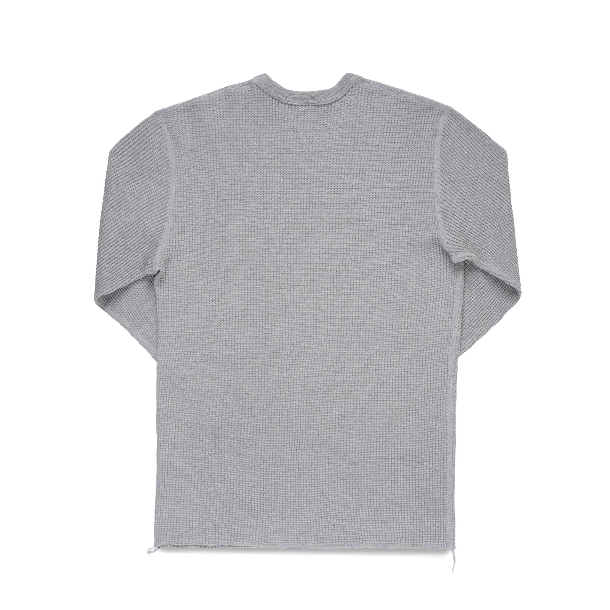 IHTL-1301-GRY Waffle Knit Long Sleeved Crew Neck Thermal Top - Grey